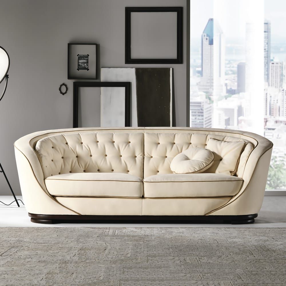 Modern Cream Faux Leather Sofa – Juliettes Interiors Throughout Sofas In Cream (View 9 of 15)