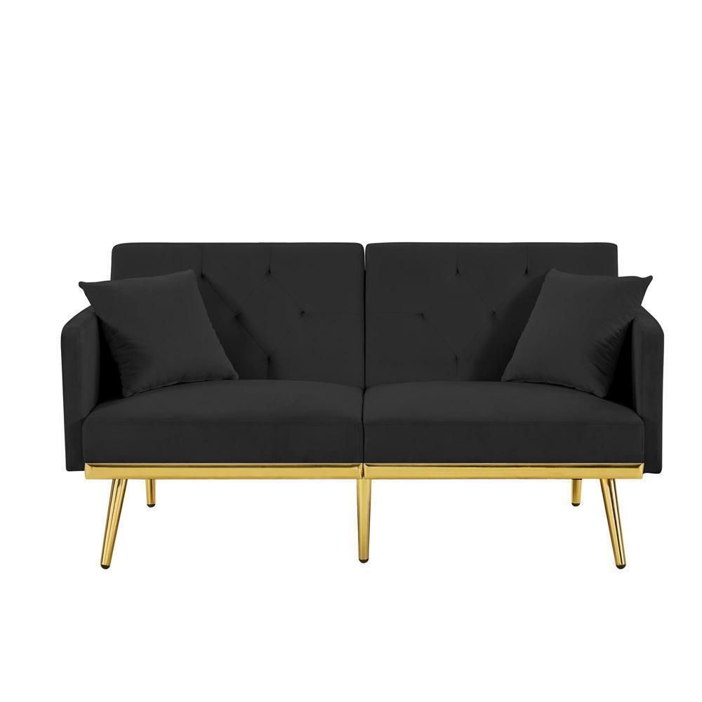 Modern Design Black Velvet Sofa Bed For Home Bedroom | Ebay Within Black Velvet 2 Seater Sofa Beds (Photo 12 of 15)