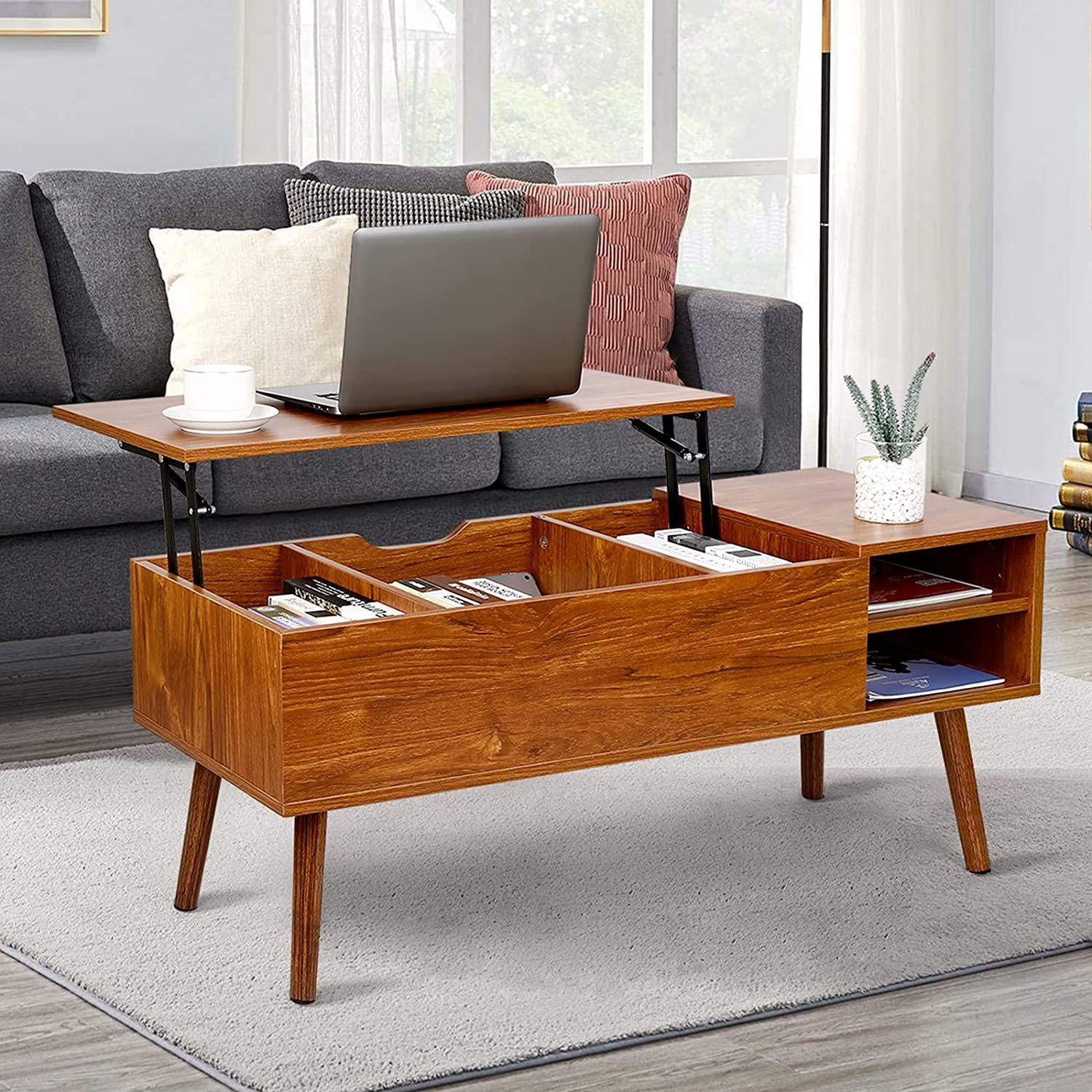 Modern Lift Top Coffee Table With Hidden Compartment Storage,adjustable Within Coffee Tables With Hidden Compartments (Photo 8 of 15)