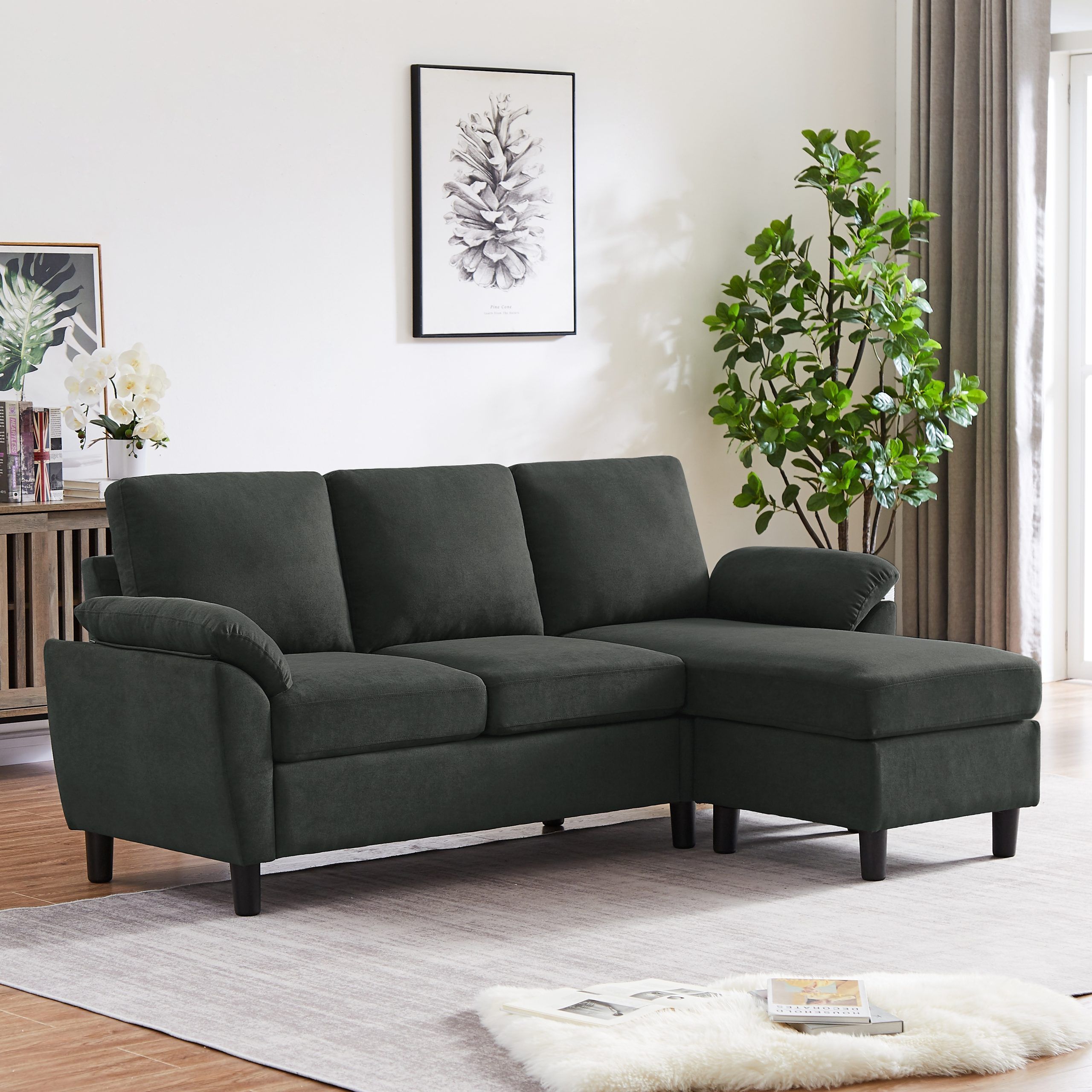 Modern Sectional Sofa Couch L Shaped With Removable Armrest, Convertible  Couch With Reversible Ottoman For Living Room – Bed Bath & Beyond – 36983057 Regarding Small L Shaped Sectional Sofas In Beige (View 5 of 15)