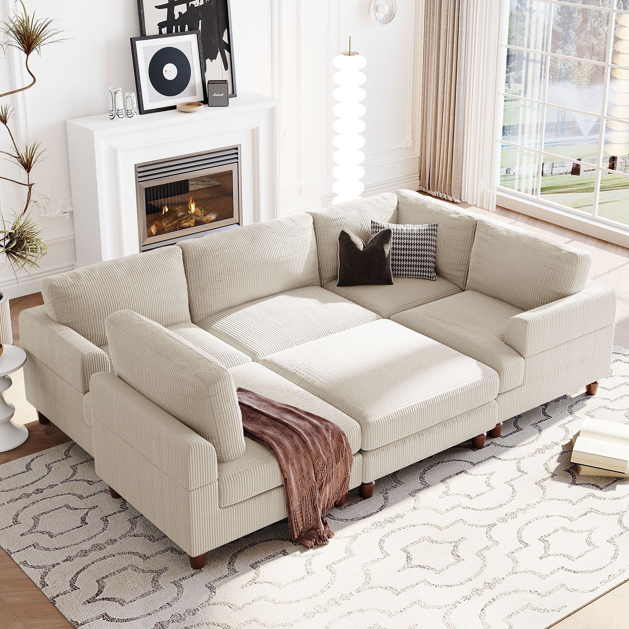 Modern Velvet Sectional Sofa Oversized Modular Sectional Sofa W/ottoman,  Luxurious L Shaped Corner Sectional Set 7 Seater Couch – Bed Bath & Beyond  – 39066322 Intended For Cream Velvet Modular Sectionals (View 7 of 15)