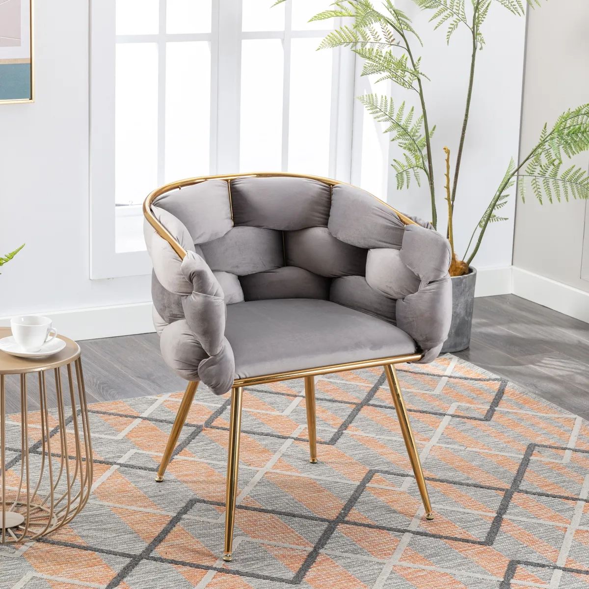 Modern Velvet Single Sofa Chair Upholstered Accent Chair W/ Metal Legs  Gray/blue | Ebay Within Modern Velvet Upholstered Recliner Chairs (View 15 of 15)