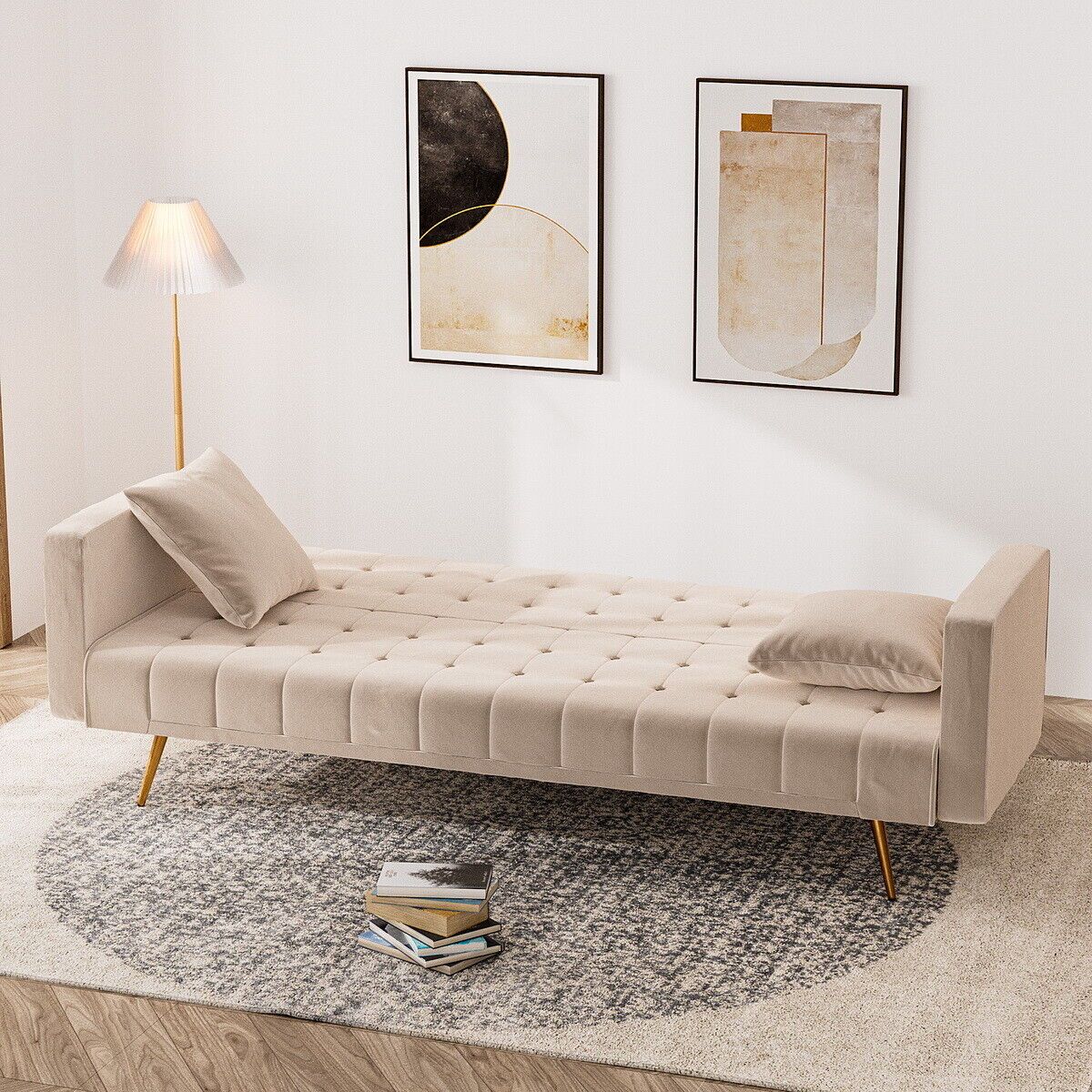 Modern Velvet Sofa Convertible Sleeper Bed Upholstered Sofas Recliner Couch  | Ebay Throughout Modern Velvet Sofa Recliners With Storage (View 6 of 15)