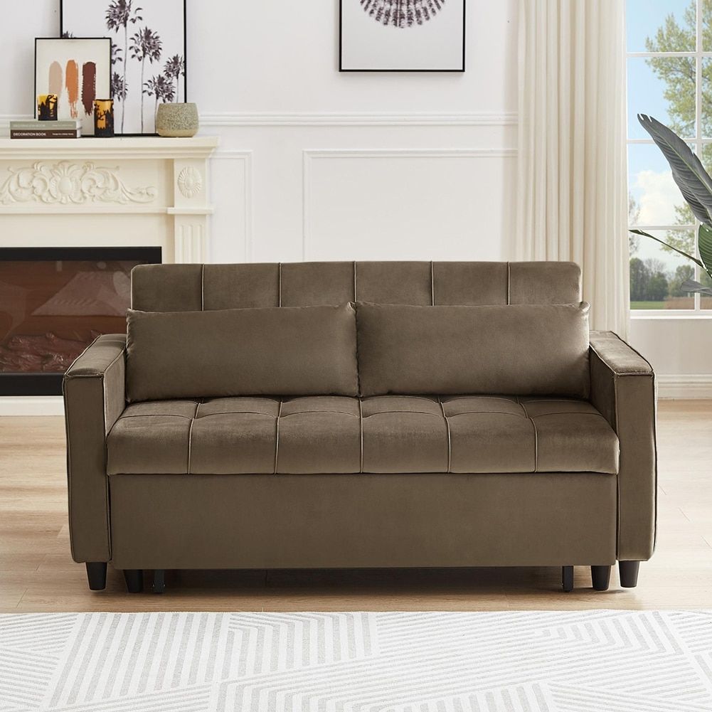 Modern Velvet Upholstered Recliner Sofa With Side Coffee Table – Bed Bath &  Beyond – 38394069 Intended For Modern Velvet Sofa Recliners With Storage (View 3 of 15)