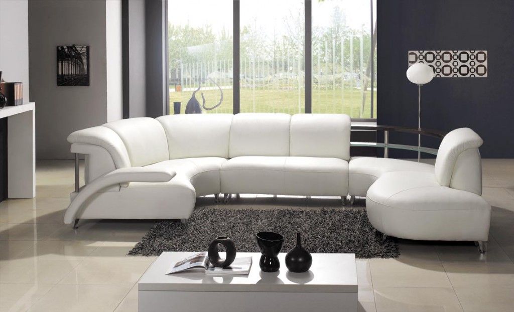 Modern White Leather Sectional Sofa 104 | Black Design Co Pertaining To 104&quot; Sectional Sofas (Photo 9 of 15)