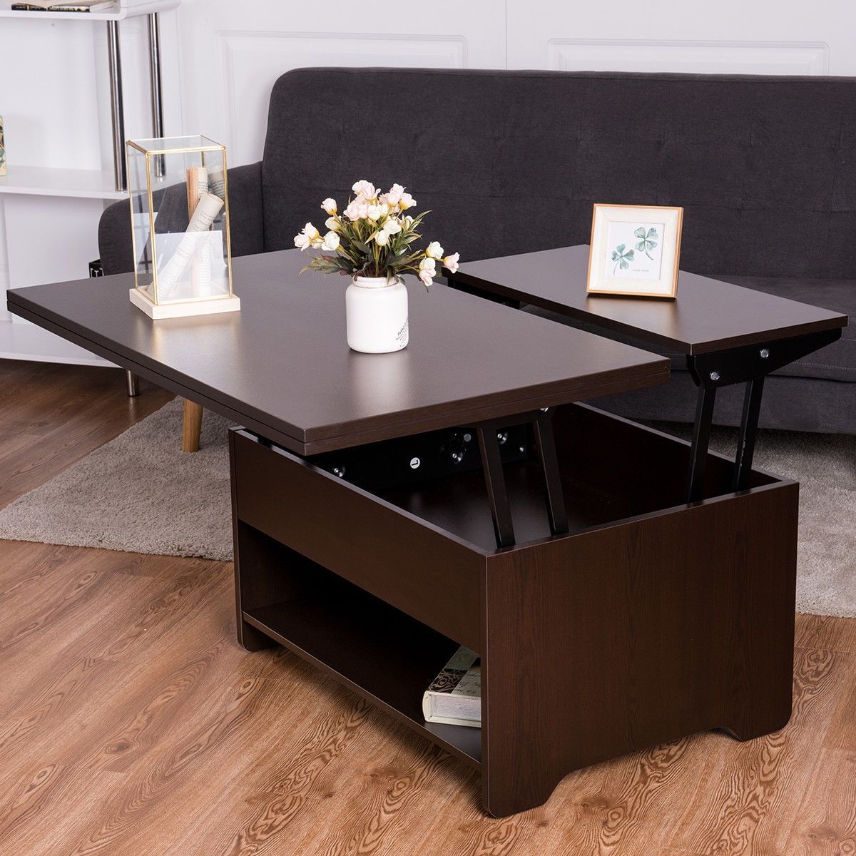 Modern Wood Lift Top Coffee Table With Hidden Compartment And Lower With Modern Wooden Lift Top Tables (View 15 of 15)