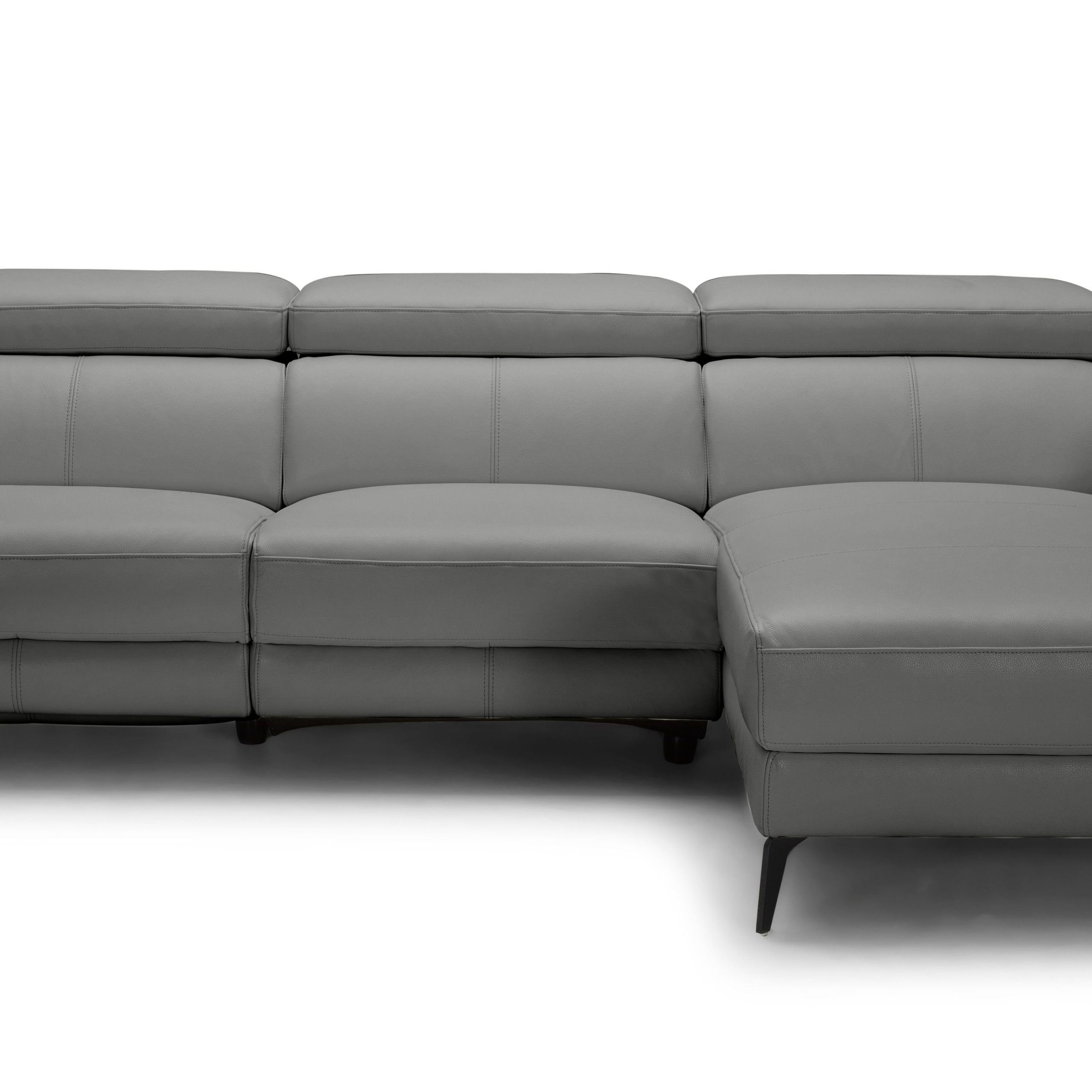 Modrest Rampart – Modern L Shape Raf Grey Leather Sectional Sofa With 1  Recliner Pertaining To Modern L Shaped Sofa Sectionals (View 11 of 13)