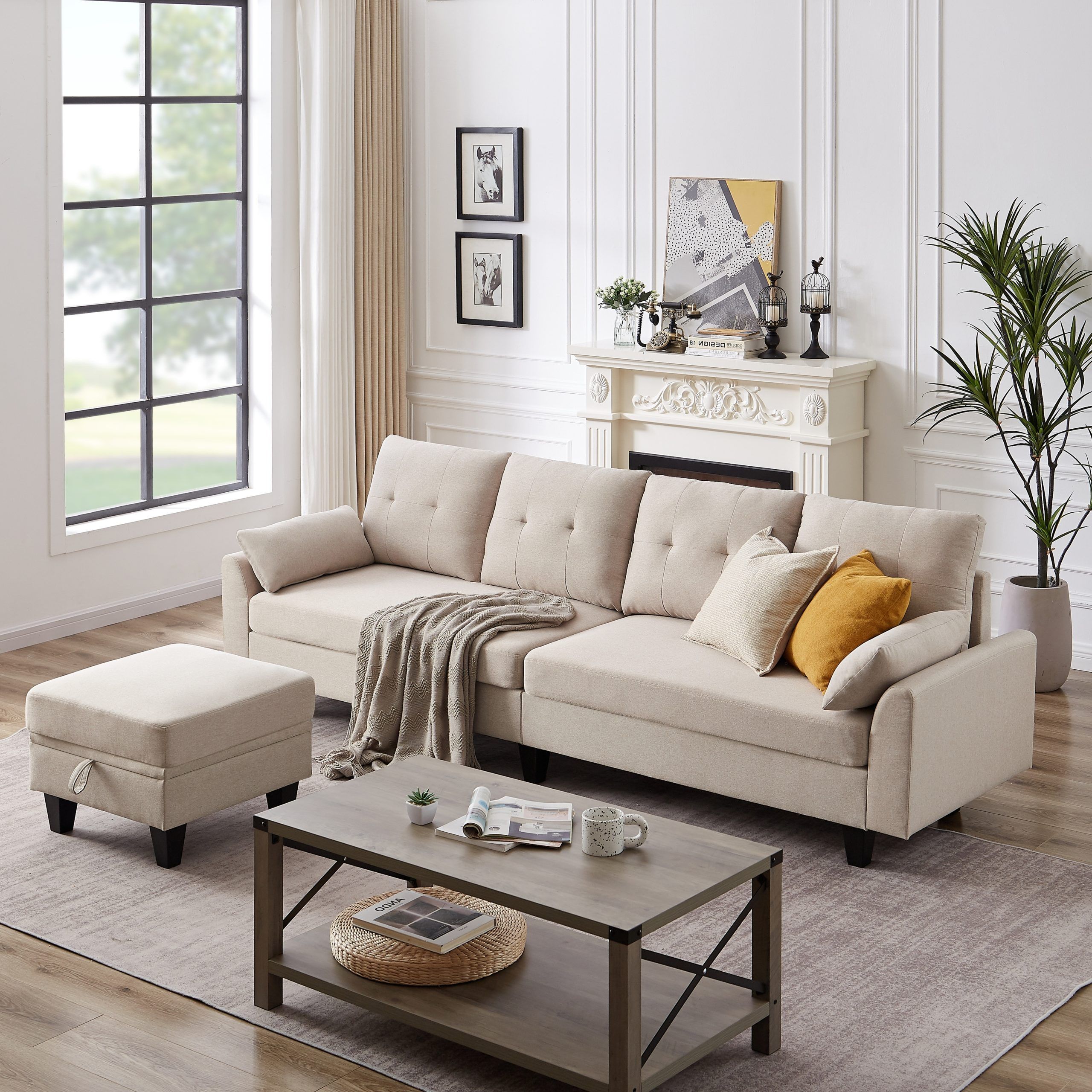 Modular Sectional Sofa Couch L Shaped With Chaise Storage Ottoman And Side  Bags For Living Room – On Sale – Bed Bath & Beyond – 36680252 Throughout Sofas With Ottomans (View 4 of 15)