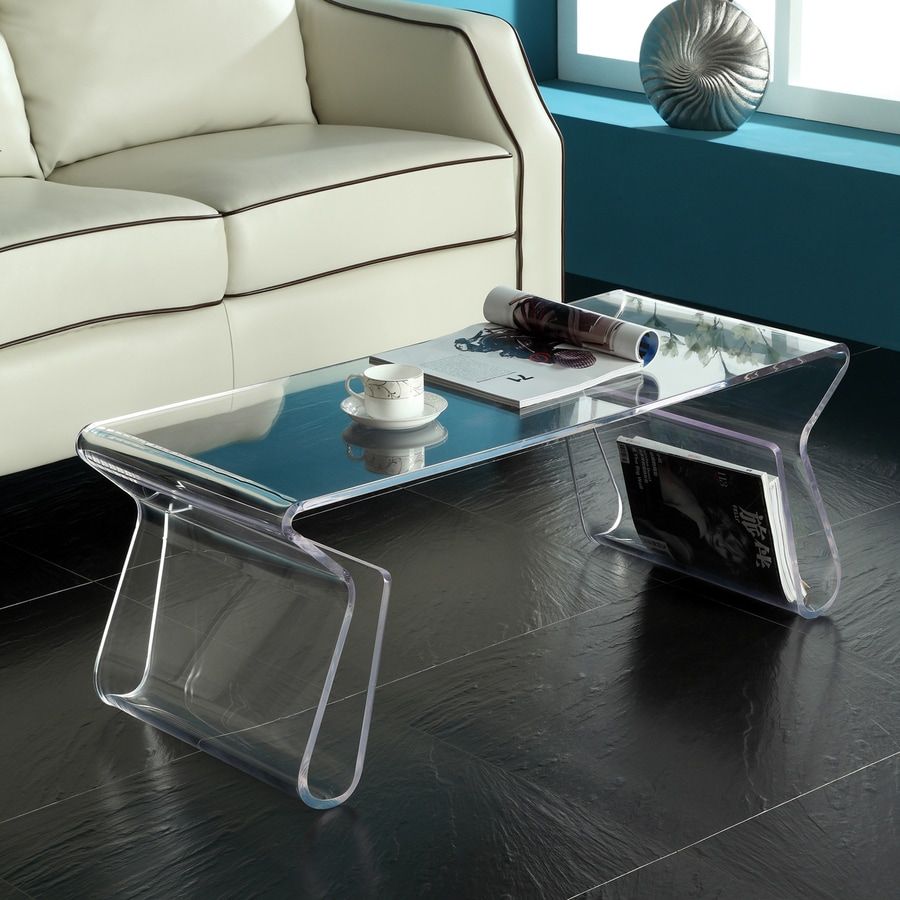 Modway Clear Composite Rectangular Coffee Table At Lowes Within Clear Rectangle Center Coffee Tables (Photo 7 of 15)