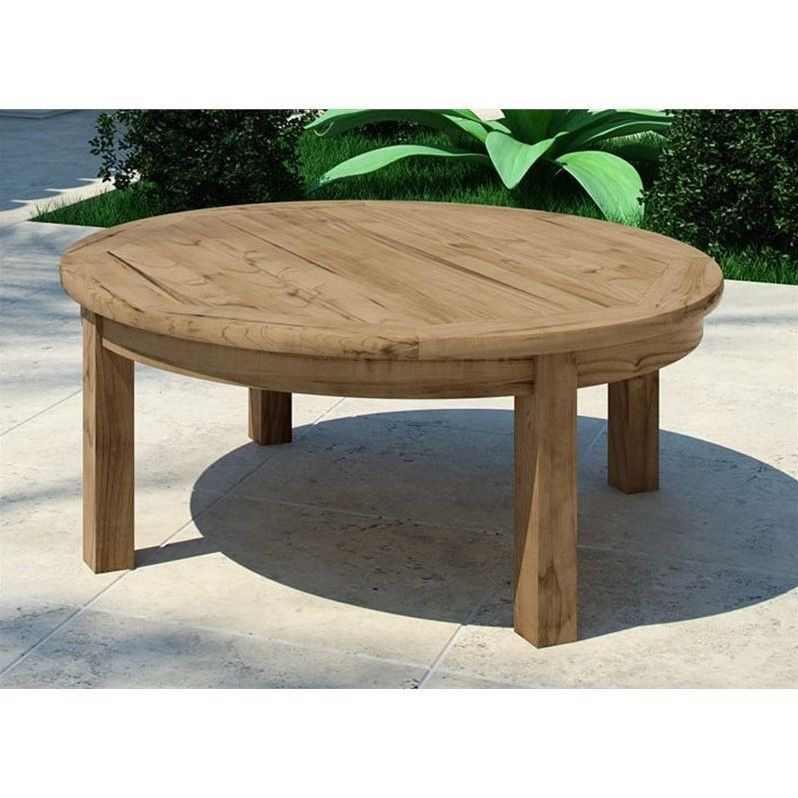 Modway Marina Outdoor Teak Round Coffee Table In Natural – Eei 1153 Nat Intended For Waterproof Coffee Tables (Photo 2 of 15)