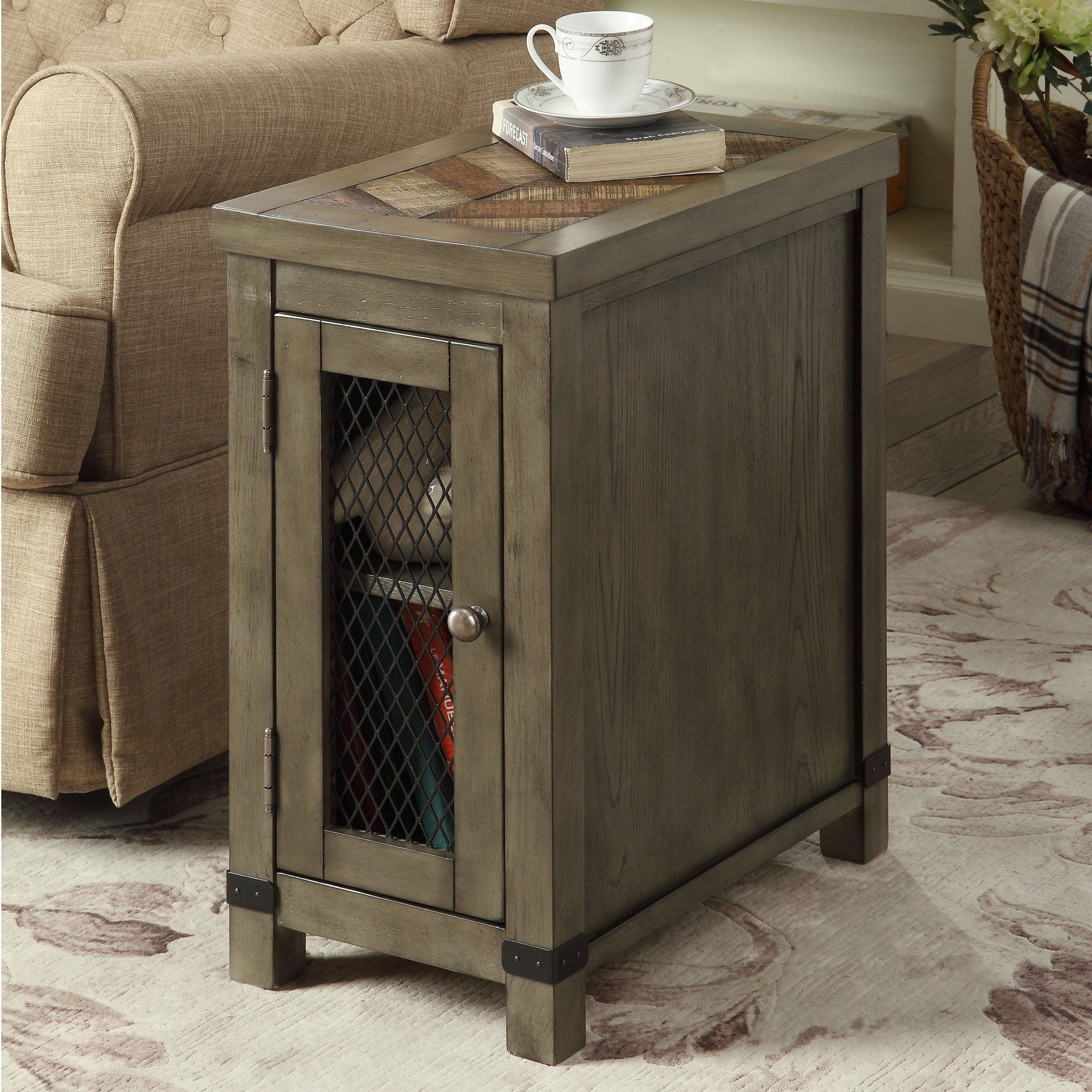 Nate Rustic Grey Charging Side Tablefoa (grey), Black, Furniture Of With Rustic Gray End Tables (Photo 3 of 15)