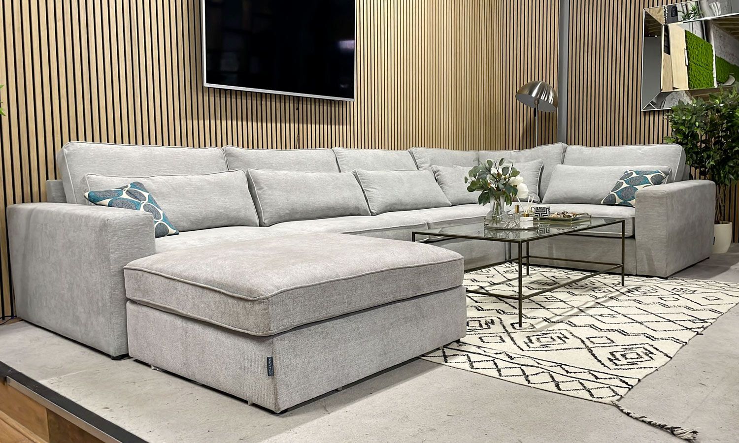 Navagio Light Grey Ascot Fabric U Shaped Sofa – Sofas & Friends Throughout Sofas In Light Gray (View 6 of 15)