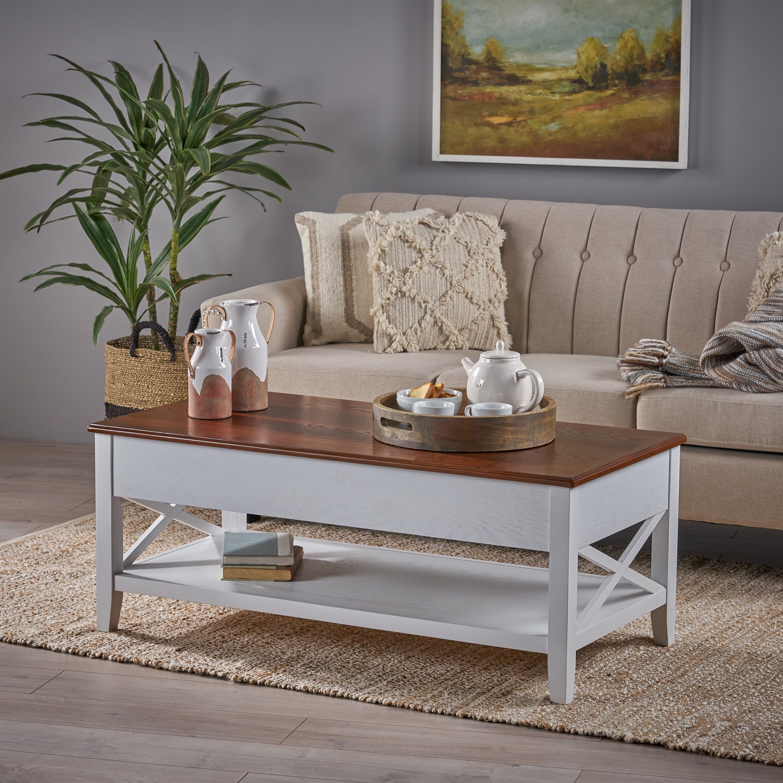 Noble House Moses Farmhouse Faux Wood Lift Top Coffee Table, Brown For Wood Lift Top Coffee Tables (View 14 of 15)