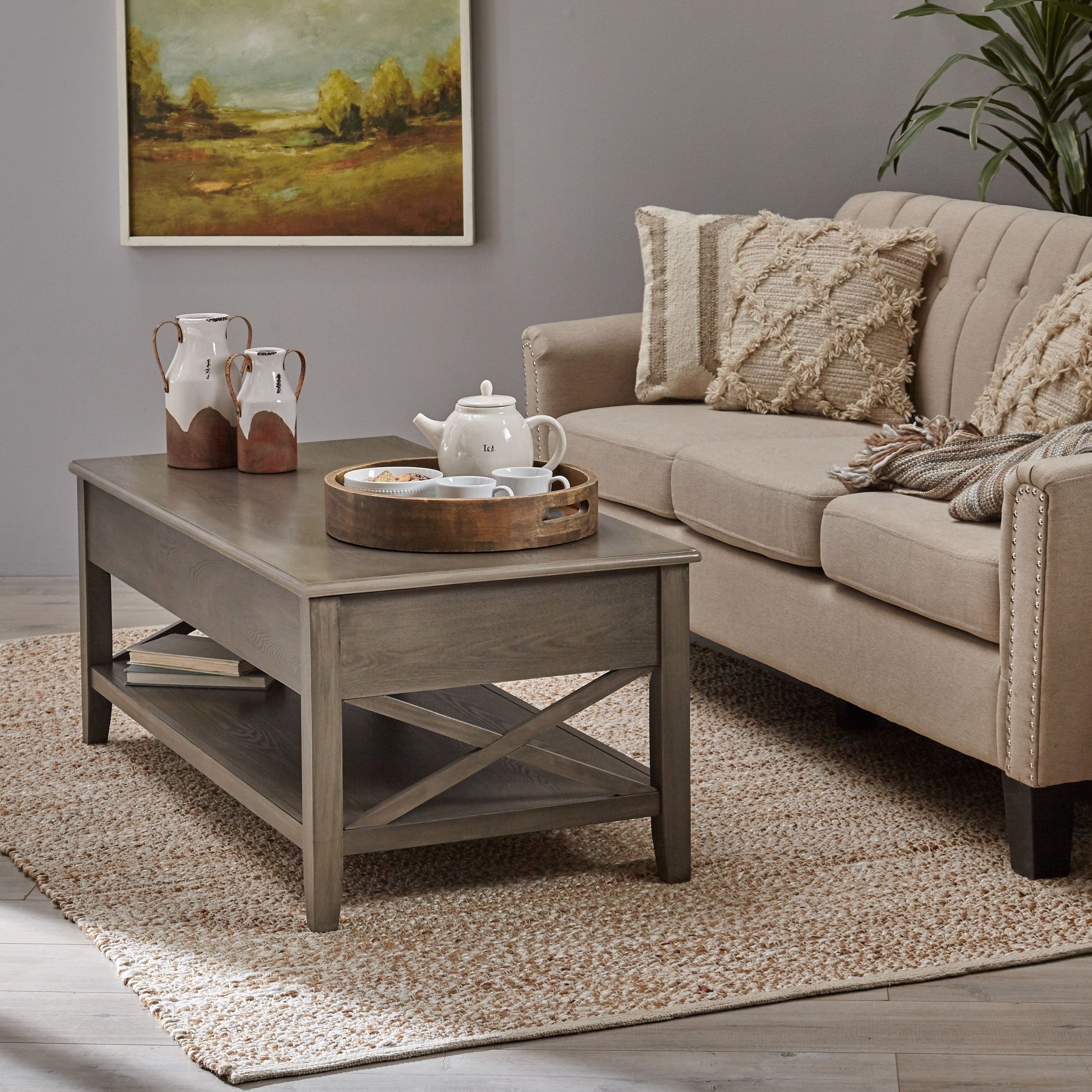Noble House Moses Farmhouse Faux Wood Lift Top Coffee Table, Gray Inside Farmhouse Lift Top Tables (Photo 11 of 15)