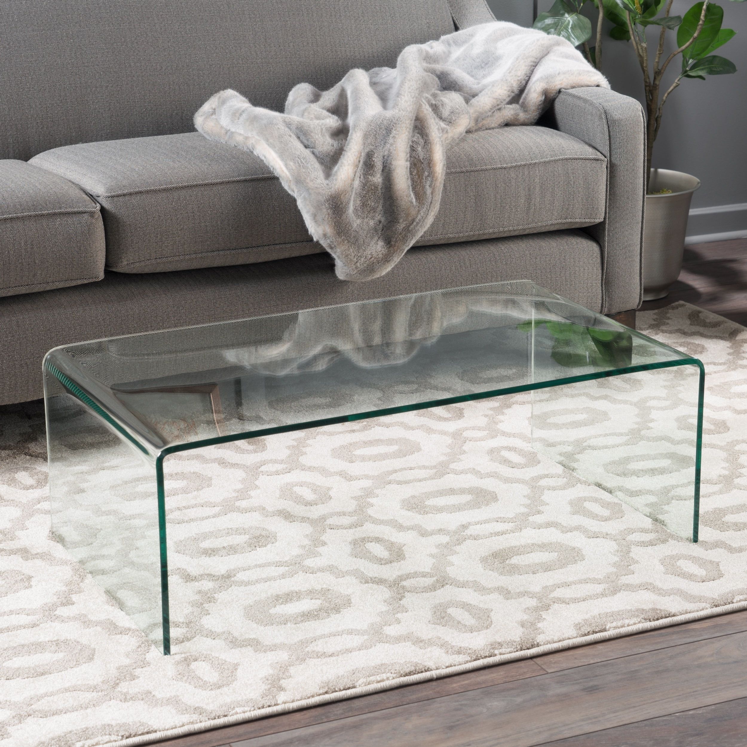 Noble House Roman Tempered Glass Coffee Table, Clear – Walmart In Tempered Glass Coffee Tables (View 6 of 15)