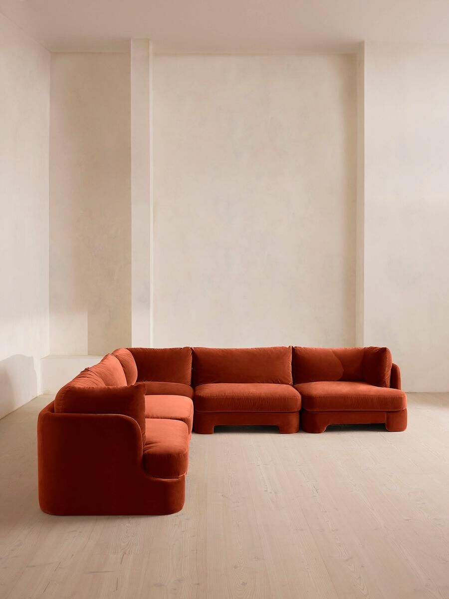 Odell Sectional Sofa, Corner Sofa, Velvet, Rust, Us – Soho Home Within Microfiber Sectional Corner Sofas (View 14 of 15)
