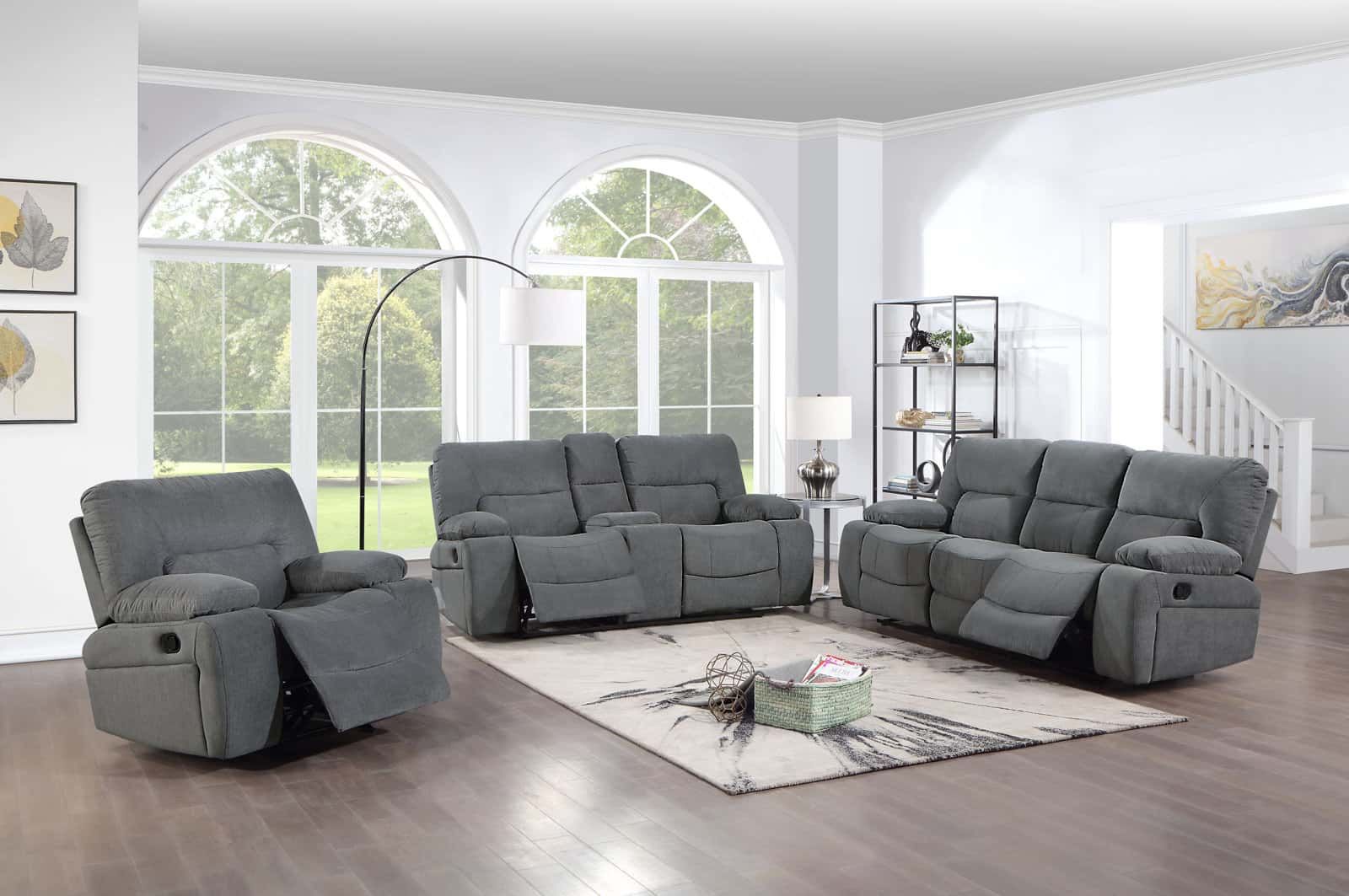 Ohio Gray Microfiber Sofa & Loveseatgalaxy Furniture Throughout 2 Tone Chocolate Microfiber Sofas (Photo 10 of 15)