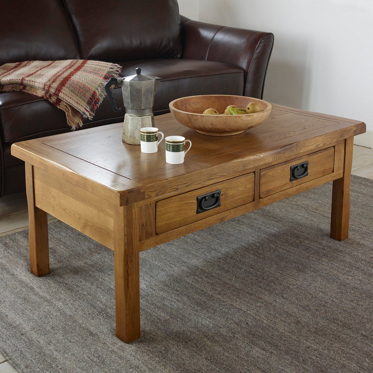 Original Rustic 4 Drawer Coffee Table In Solid Oak In Rustic Wood Coffee Tables (View 12 of 15)