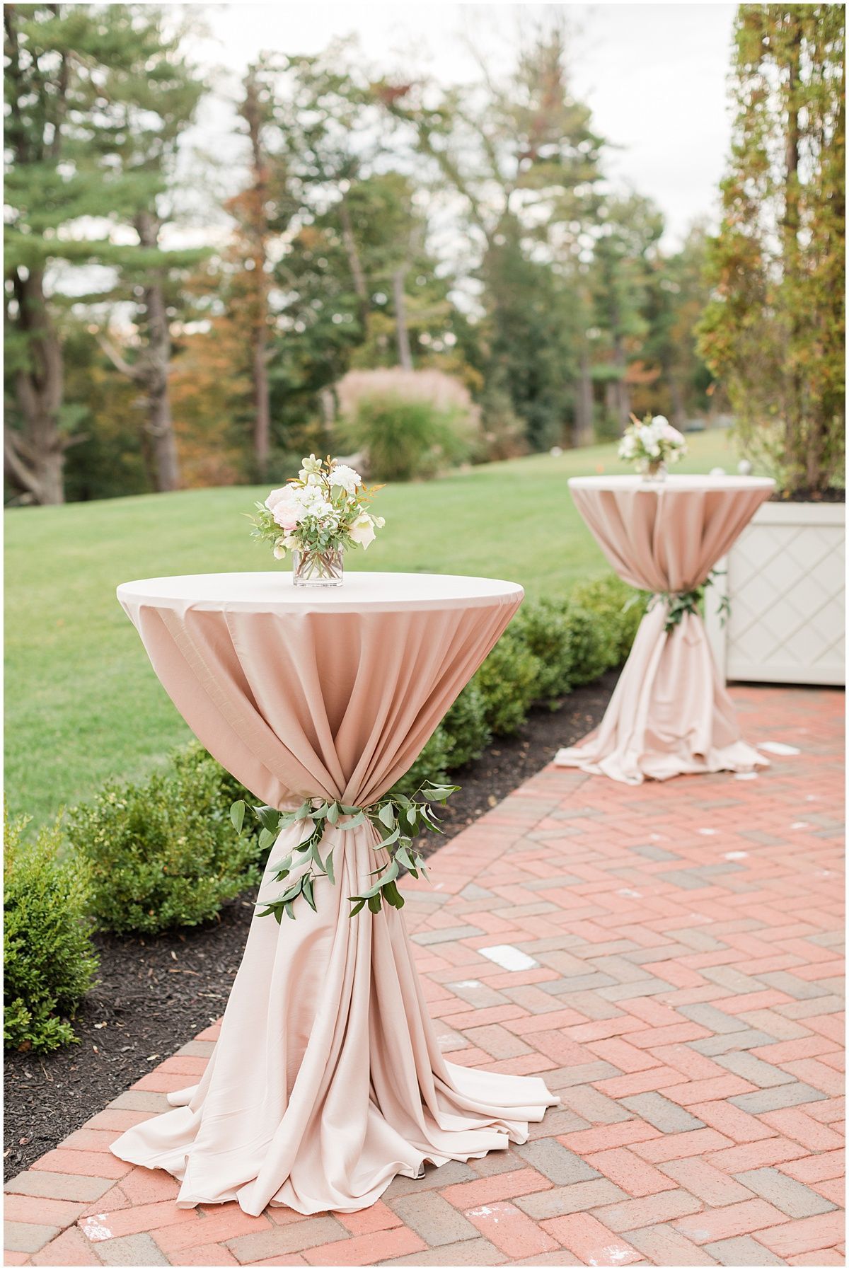 Outdoor Wedding Cocktail Hour | Natirar Mansion | Nj Wedding | Cocktail With Regard To Natural Outdoor Cocktail Tables (Photo 5 of 15)