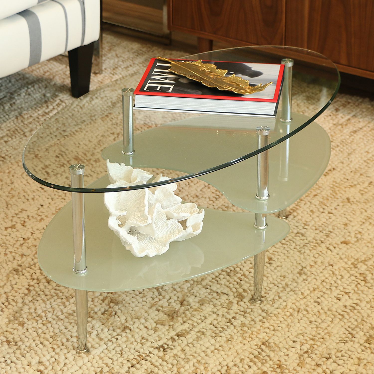 Oval Glass Coffee Table With Chrome Legs – Pier1 Imports In Oval Glass Coffee Tables (View 9 of 15)