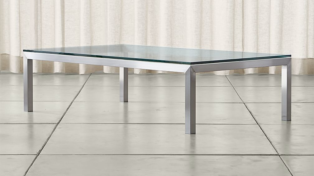 Parsons Clear Glass Top/ Stainless Steel Base 60x36 Large Rectangular With Clear Rectangle Center Coffee Tables (View 9 of 15)