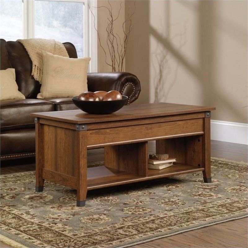 Pemberly Row Lift Top Coffee Table In Washington Cherry | Cymax Business Inside Pemberly Row Replicated Wood Coffee Tables (View 4 of 15)