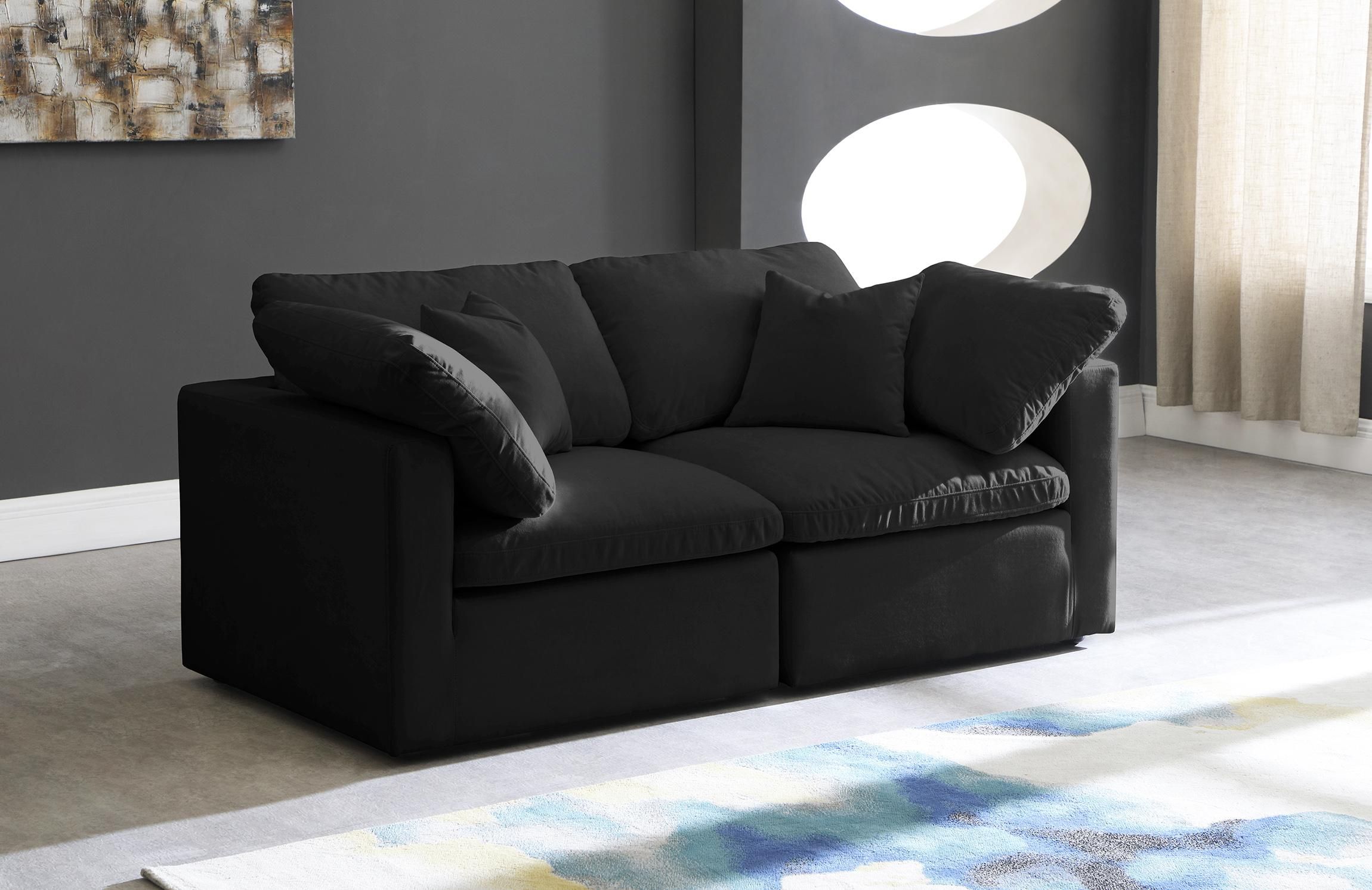 Plush Black Velvet Sofa 70 Cloud Modular Overstuffed Down Filled Soflex  Modern – Buy Online On Ny Furniture Outlet For 2 Seater Black Velvet Sofa Beds (Photo 13 of 15)