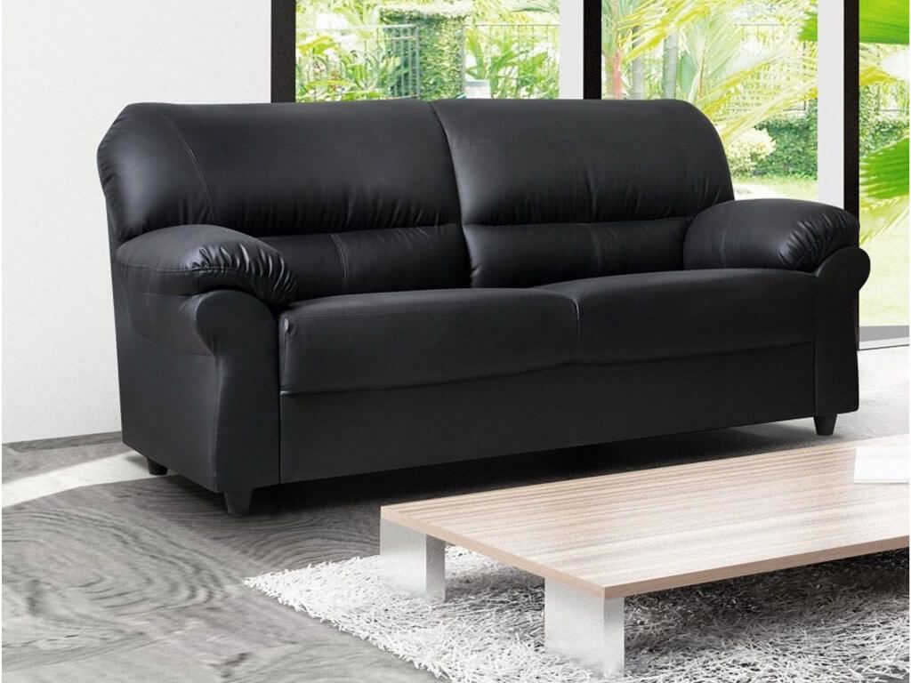 Polo Black 3 Seater High Quality Faux Leather Sofa In Faux Leather Sofas (View 10 of 15)