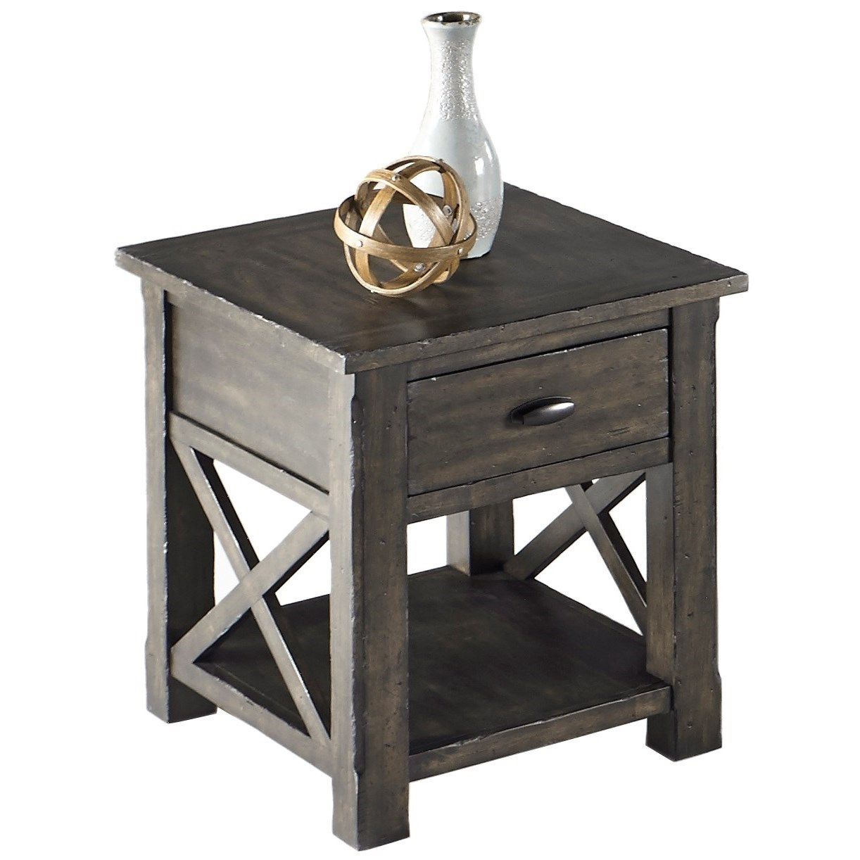 Progressive Furniture Crossroads Rustic Rectangular End Table In Gray In Rustic Gray End Tables (View 9 of 15)
