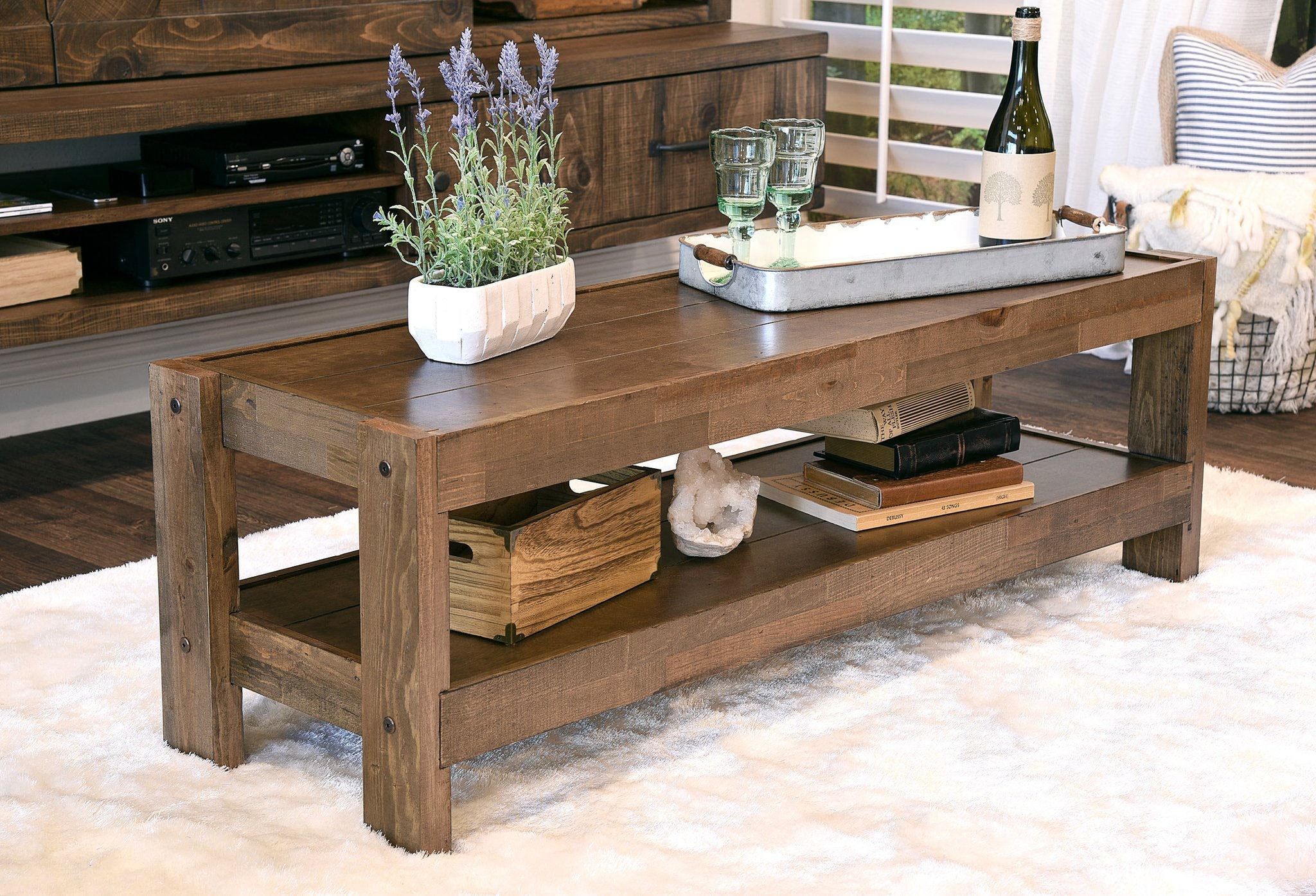 Reclaimed Wood Coffee Table Rustic Barn Wood Style | Etsy Intended For Rustic Wood Coffee Tables (Photo 5 of 15)