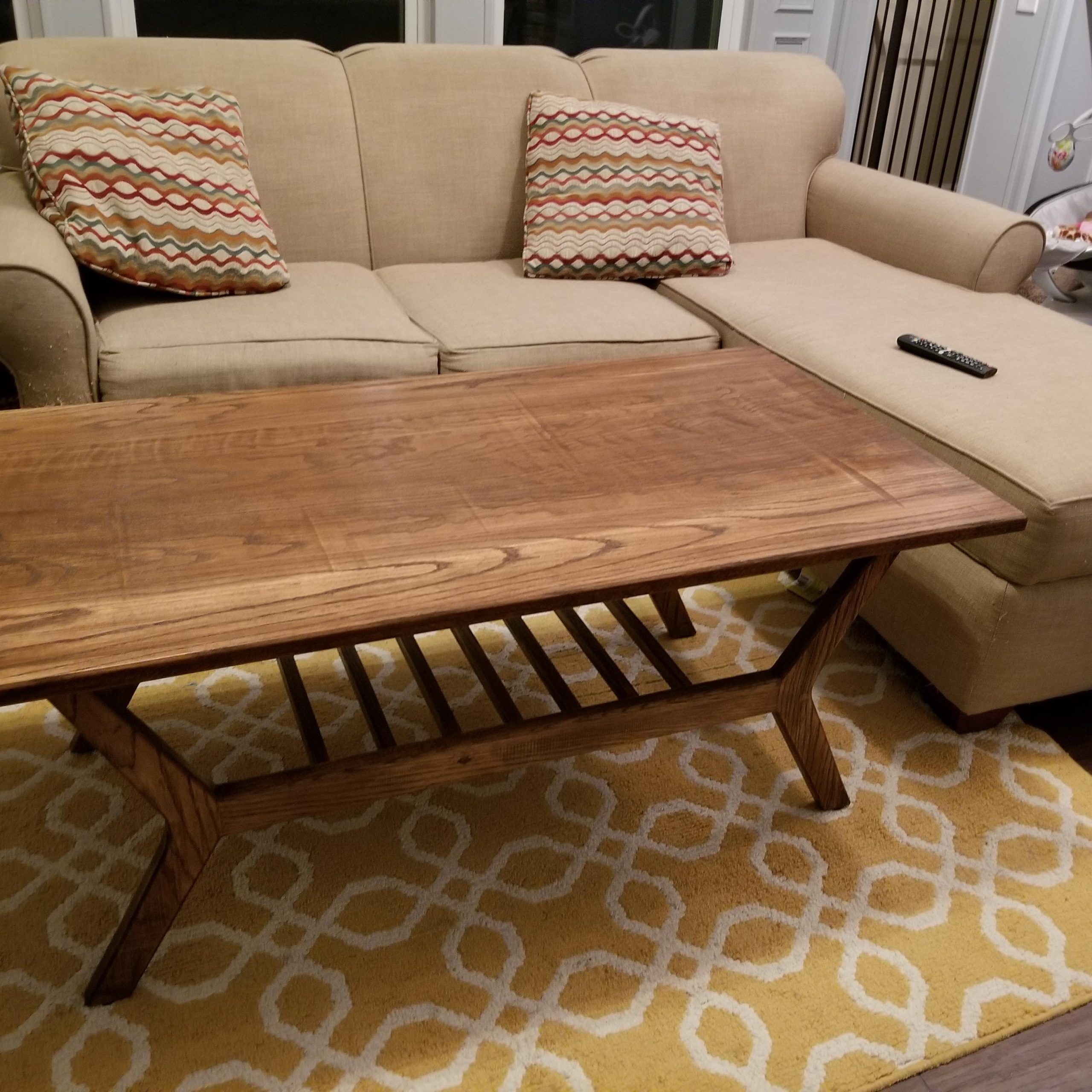 Red Oak Mid Century Modern Coffee Table. : R/woodworking With Wooden Mid Century Coffee Tables (Photo 5 of 15)