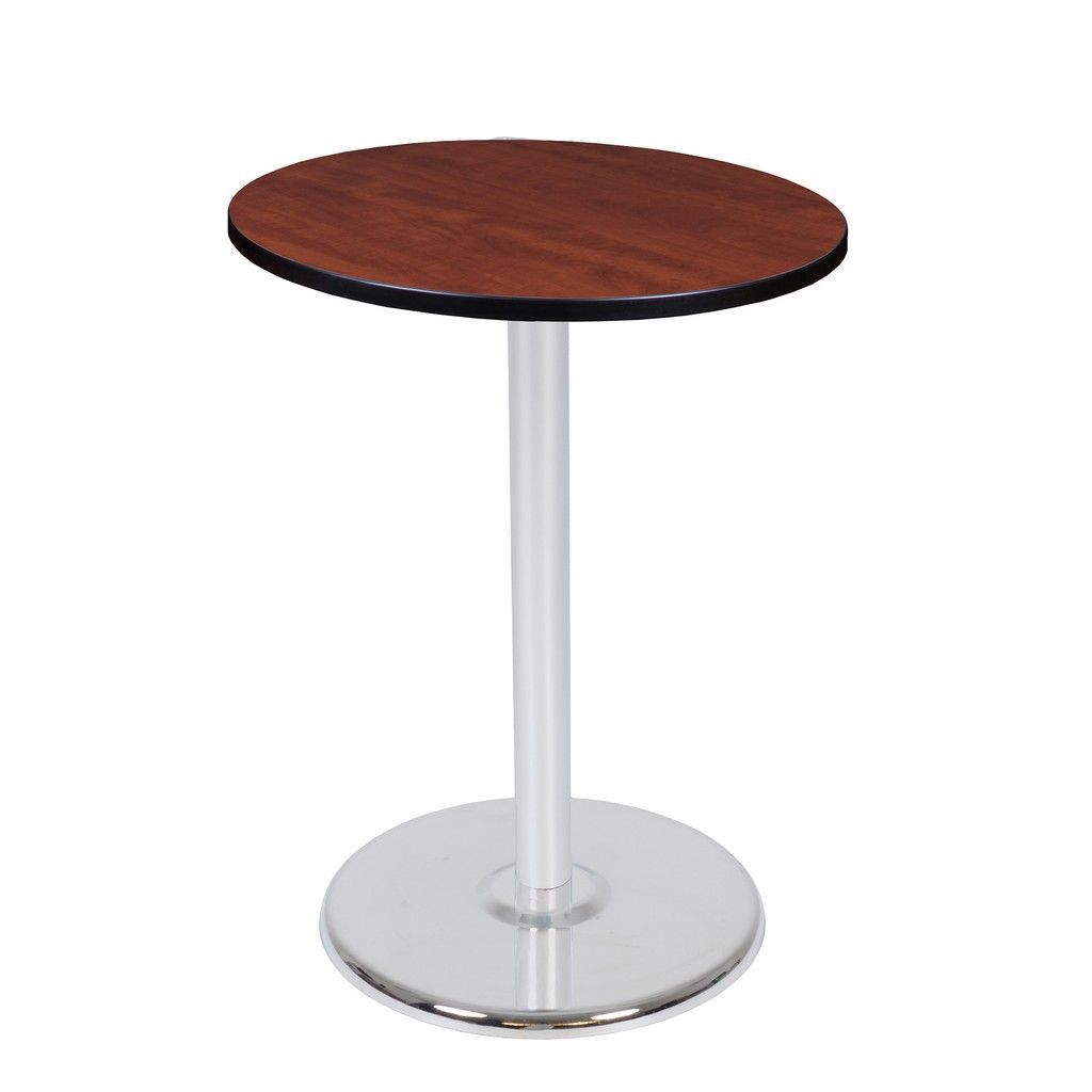 Regency Cain Cafe High 30" Round Platter Base Table  Cherry/ Chrome Pertaining To Regency Cain Steel Coffee Tables (Photo 5 of 15)