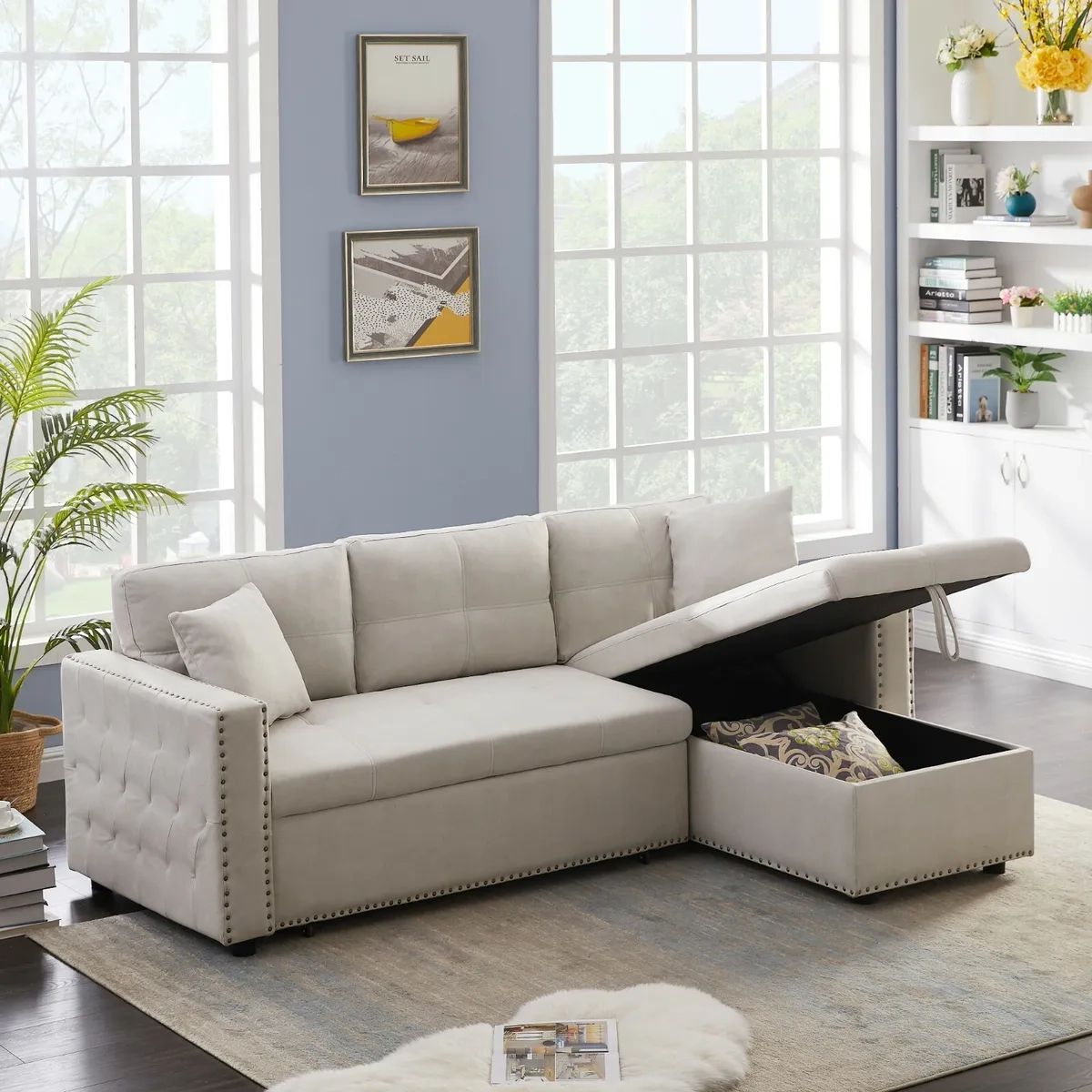 Reversible Sectional Leather Sofa Set Pull Off Bed Sofa L Shaped Corner  Couch | Ebay Intended For Microfiber Sectional Corner Sofas (Photo 12 of 15)