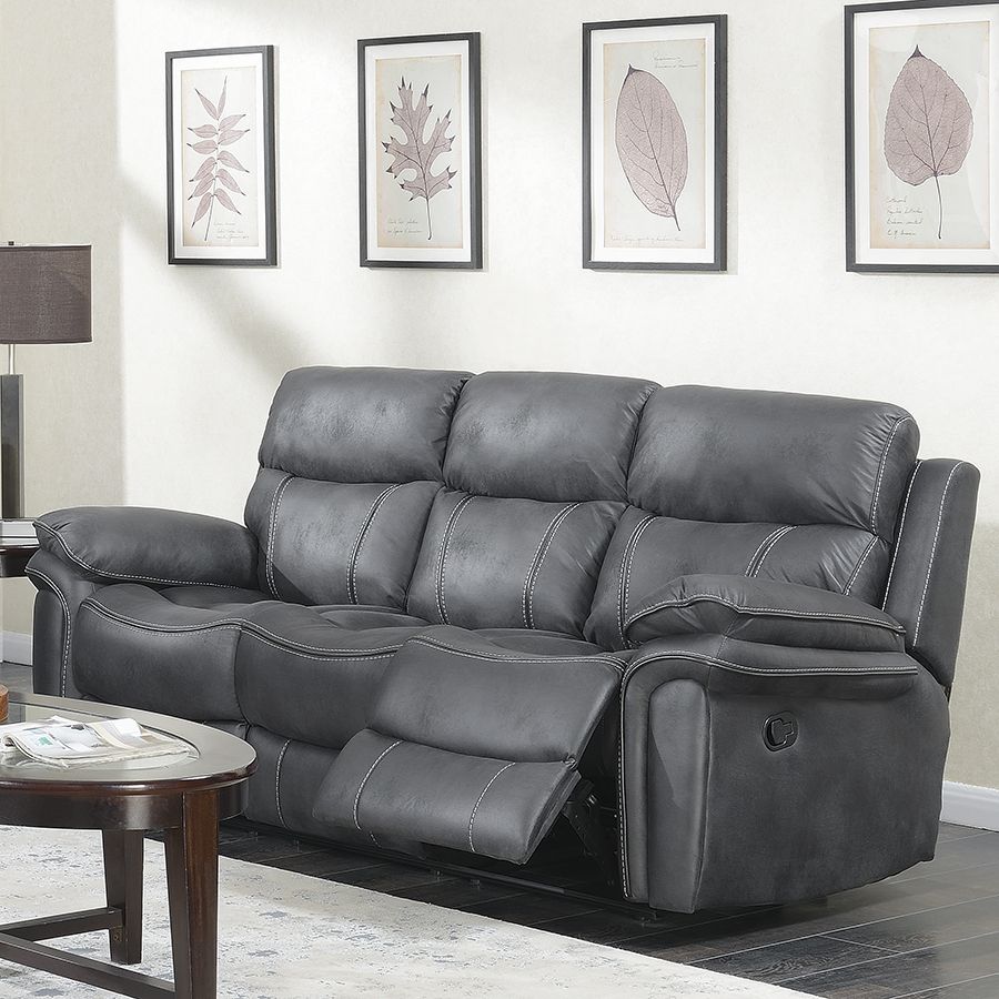 Richmond Charcoal Grey Leather 3 Seat Reclining Sofa | Free Delivery Throughout Sofas In Dark Grey (View 8 of 15)