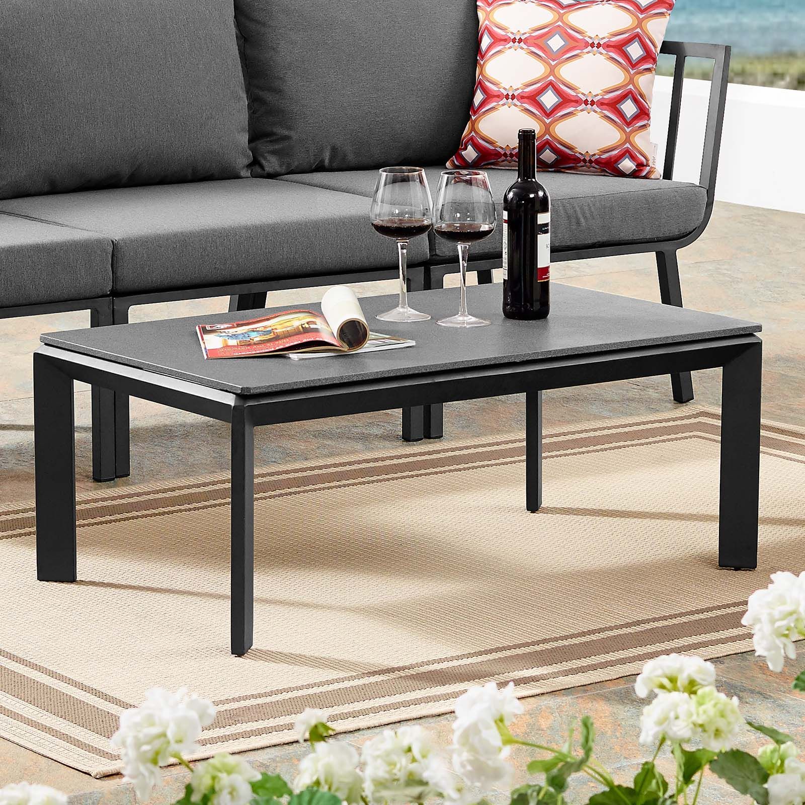 Riverside Aluminum Outdoor Patio Coffee Table Gray Throughout Modern Outdoor Patio Coffee Tables (View 13 of 15)
