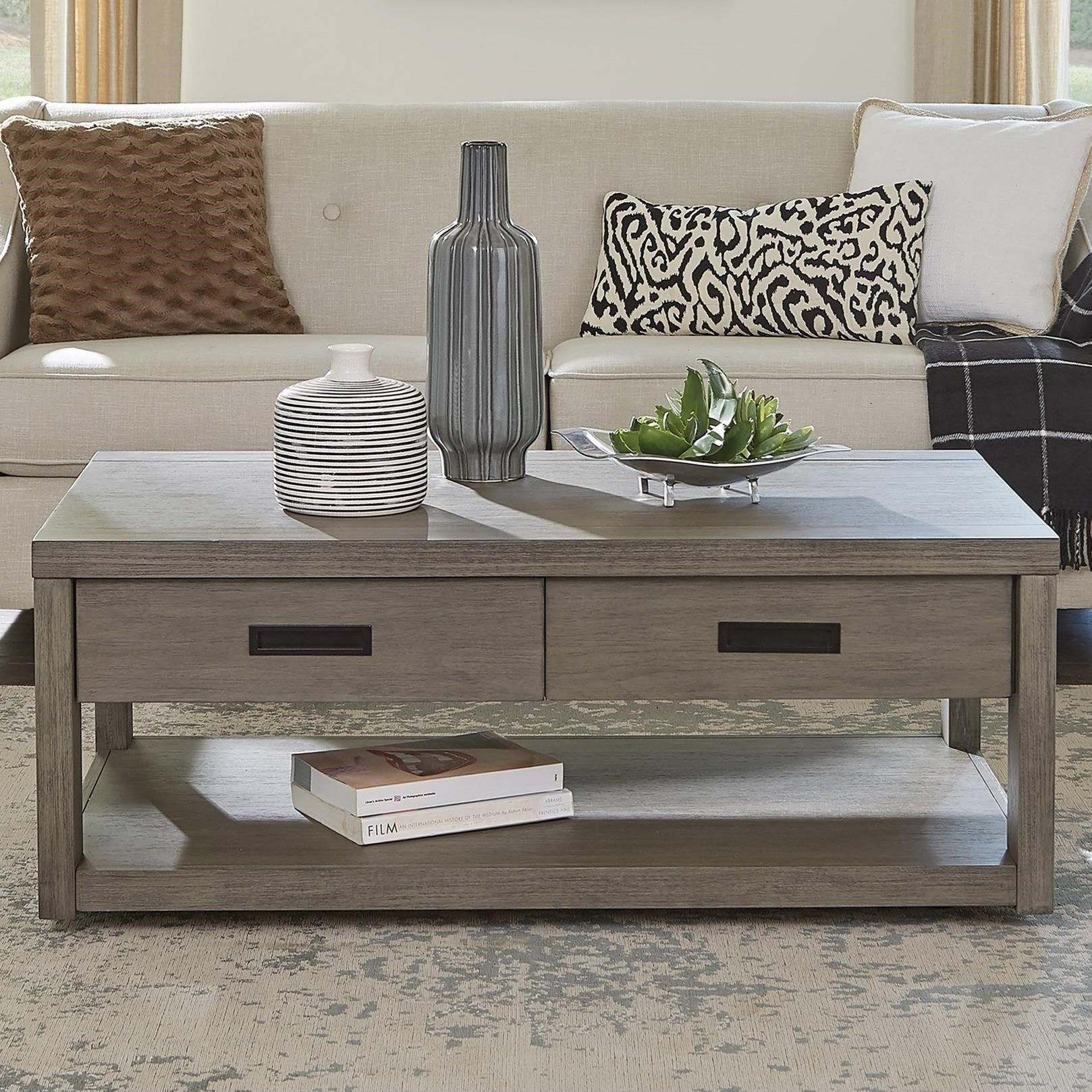 Riverside Furniture Riata Gray Rectangular Cocktail Table W/ Casters Pertaining To Gray Coastal Cocktail Tables (Photo 3 of 15)