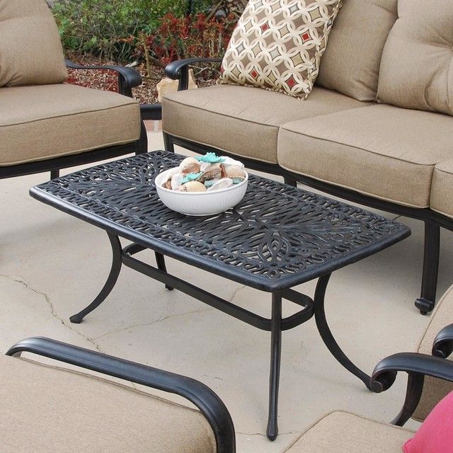 Rosedown Cast Aluminum Patio Coffee Table – Modern – Outdoor Coffee In Modern Outdoor Patio Coffee Tables (View 4 of 15)