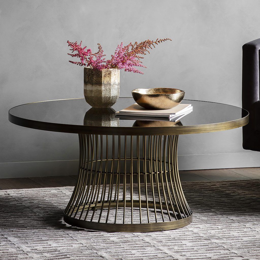 Round Coffee Table With Smoked Glass Top – Bronze – Primrose & Plum Throughout Round Coffee Tables (Photo 13 of 15)