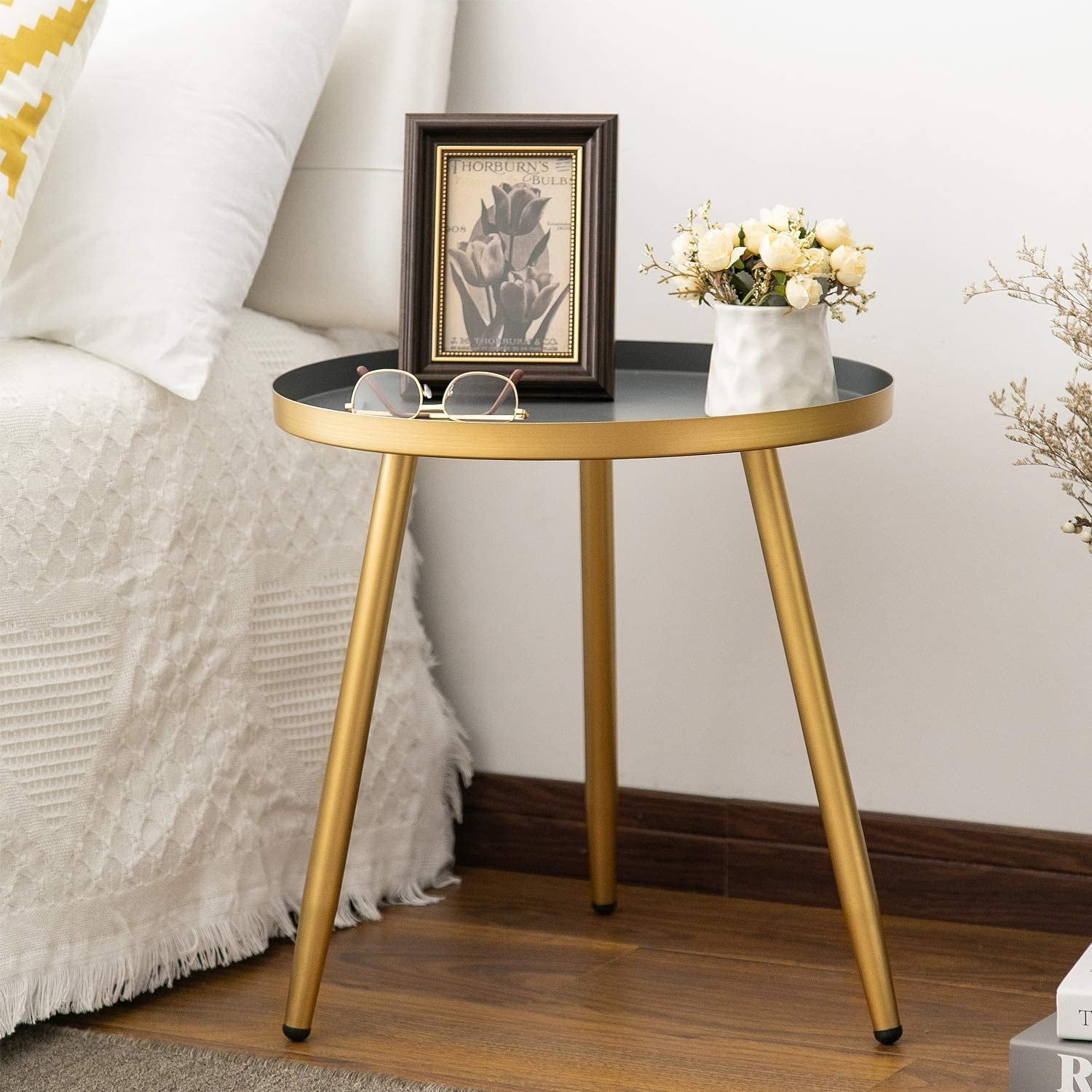 Round Side Table, Metal End Table, Nightstand/small Tables For Living Throughout Metal Side Tables For Living Spaces (View 4 of 15)