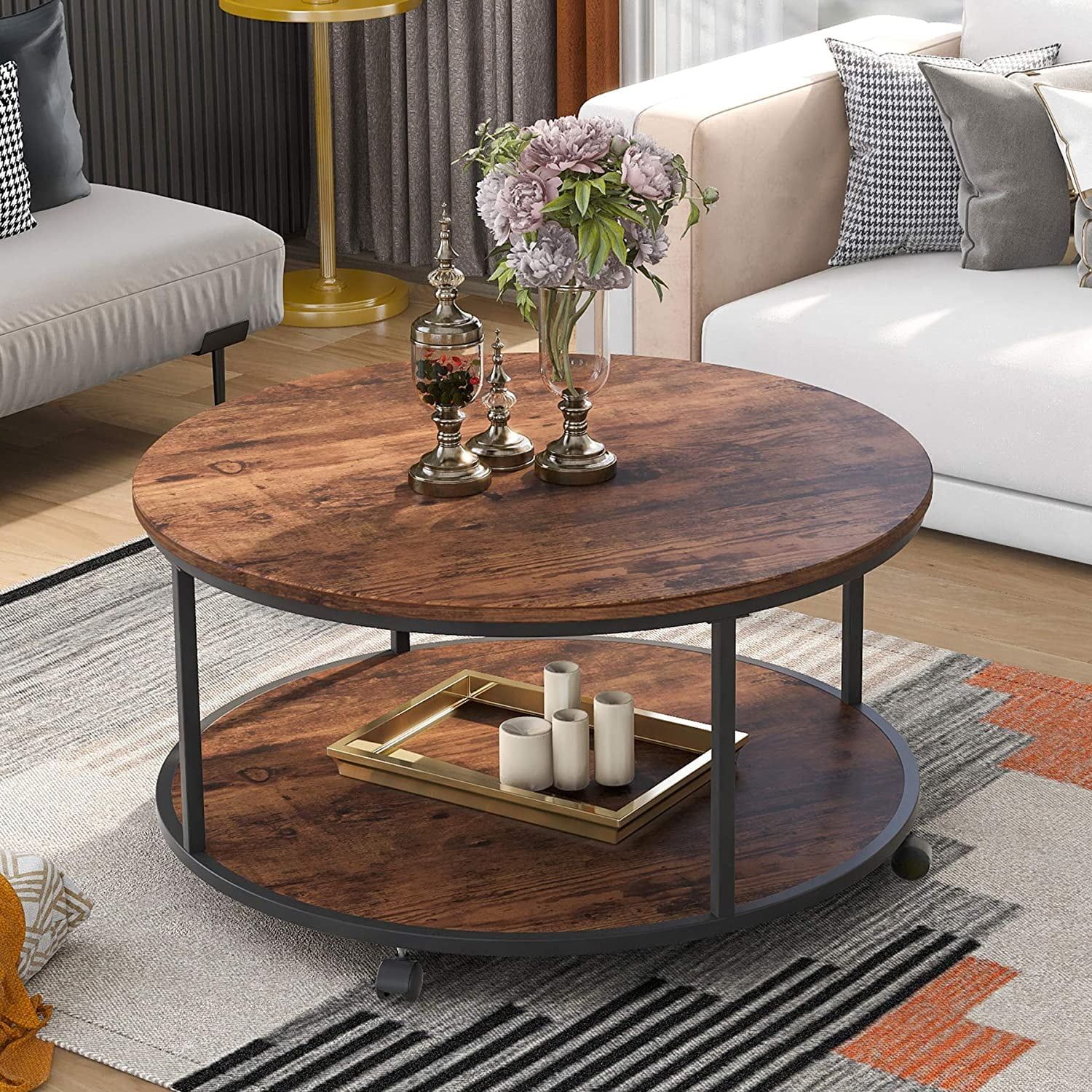 Rustic Round Coffee Table – Photos Throughout Coffee Tables With Round Wooden Tops (View 6 of 15)
