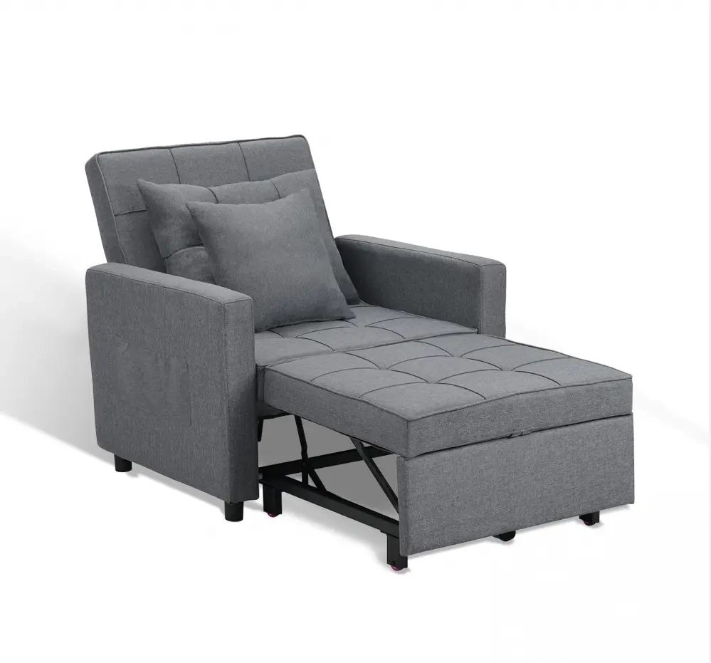 Saemoza Sofa Bed, 3 In 1 Convertible Chair, Multi Function Folding Light  Gray | Ebay With Regard To Convertible Light Gray Chair Beds (View 9 of 15)