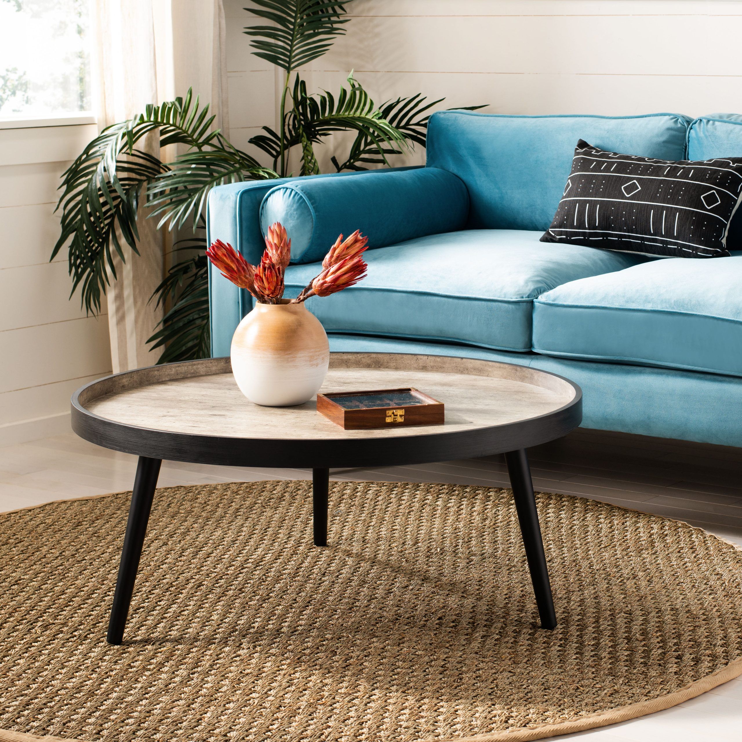 Safavieh Fritz Modern Round Tray Top Coffee Table – Walmart Pertaining To Coffee Tables With Trays (View 6 of 15)