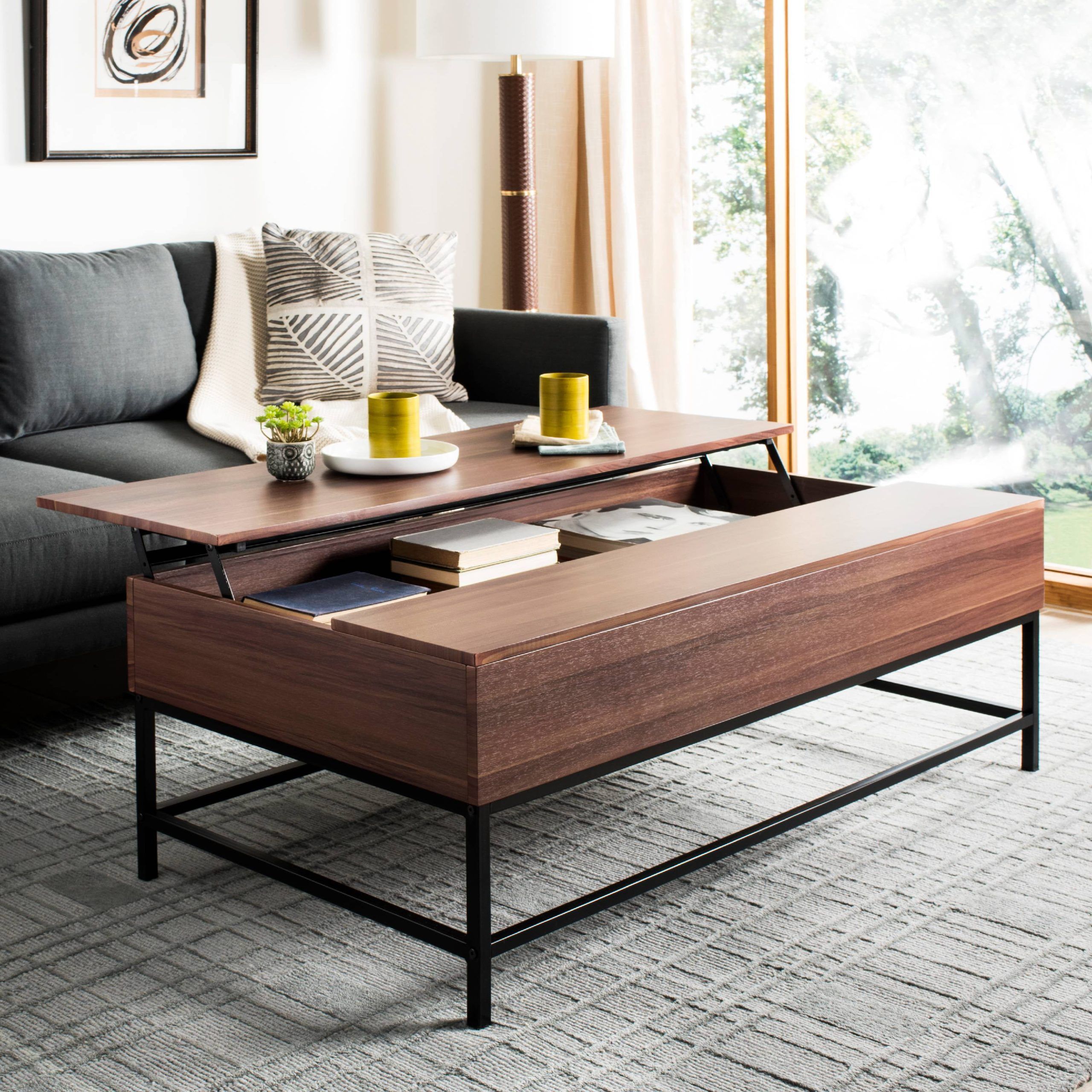 Safavieh Gina Contemporary Lift Top Coffee Table With Storage – Walmart Pertaining To Lift Top Coffee Tables (View 8 of 15)