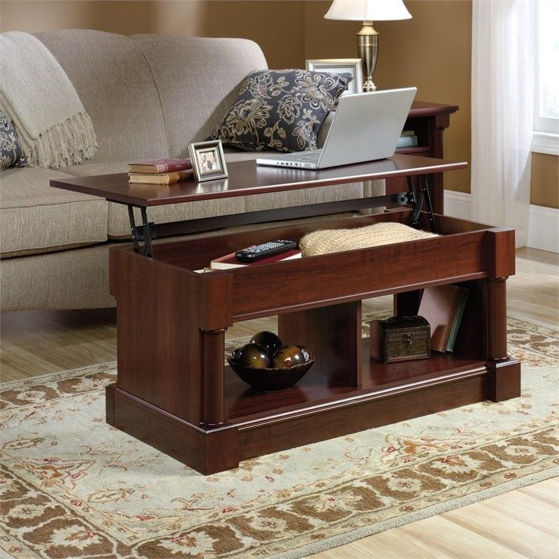 Sauder Palladia Wood Lift Top Coffee Table With Open Shelf Space With Wood Lift Top Coffee Tables (View 6 of 15)