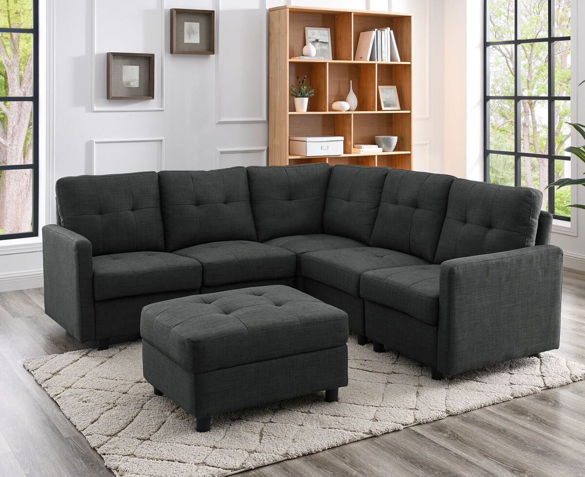 Sectional Sofa Set Modern Linen Fabric With Reversible Chaise L Shaped Couch  | Ebay For Modern L Shaped Sofa Sectionals (View 3 of 13)