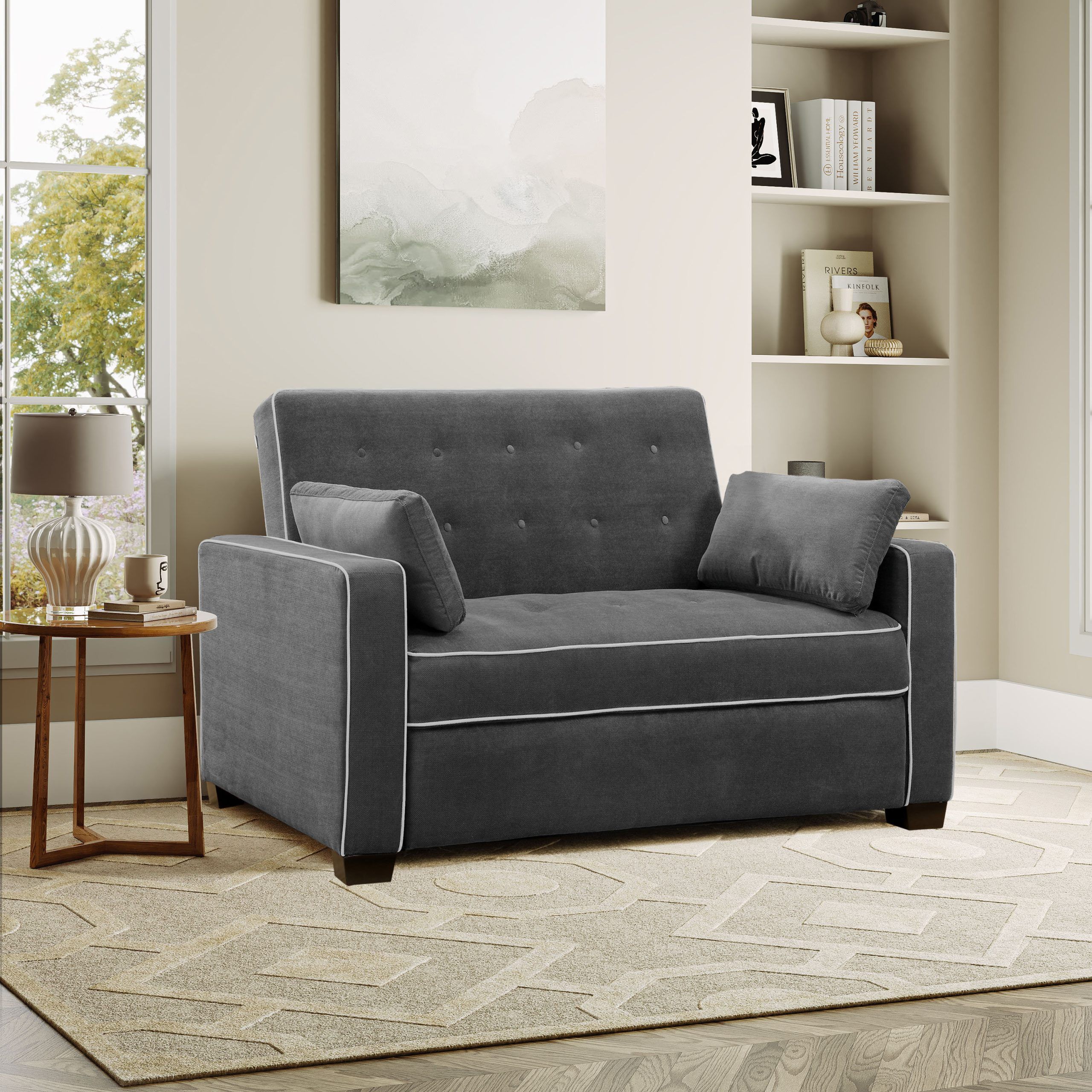 Serta Monroe Full Size Convertible Sleeper Sofa With Cushions & Reviews |  Wayfair Regarding Convertible Gray Loveseat Sleepers (Photo 13 of 15)