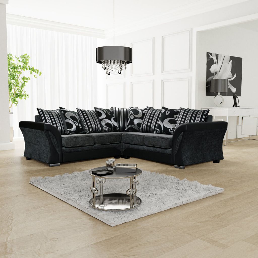 Shannon Corner – 3 And 2 Seater Sofa Set – Tender Sleep Furniture Regarding Traditional Black Fabric Sofas (View 4 of 15)
