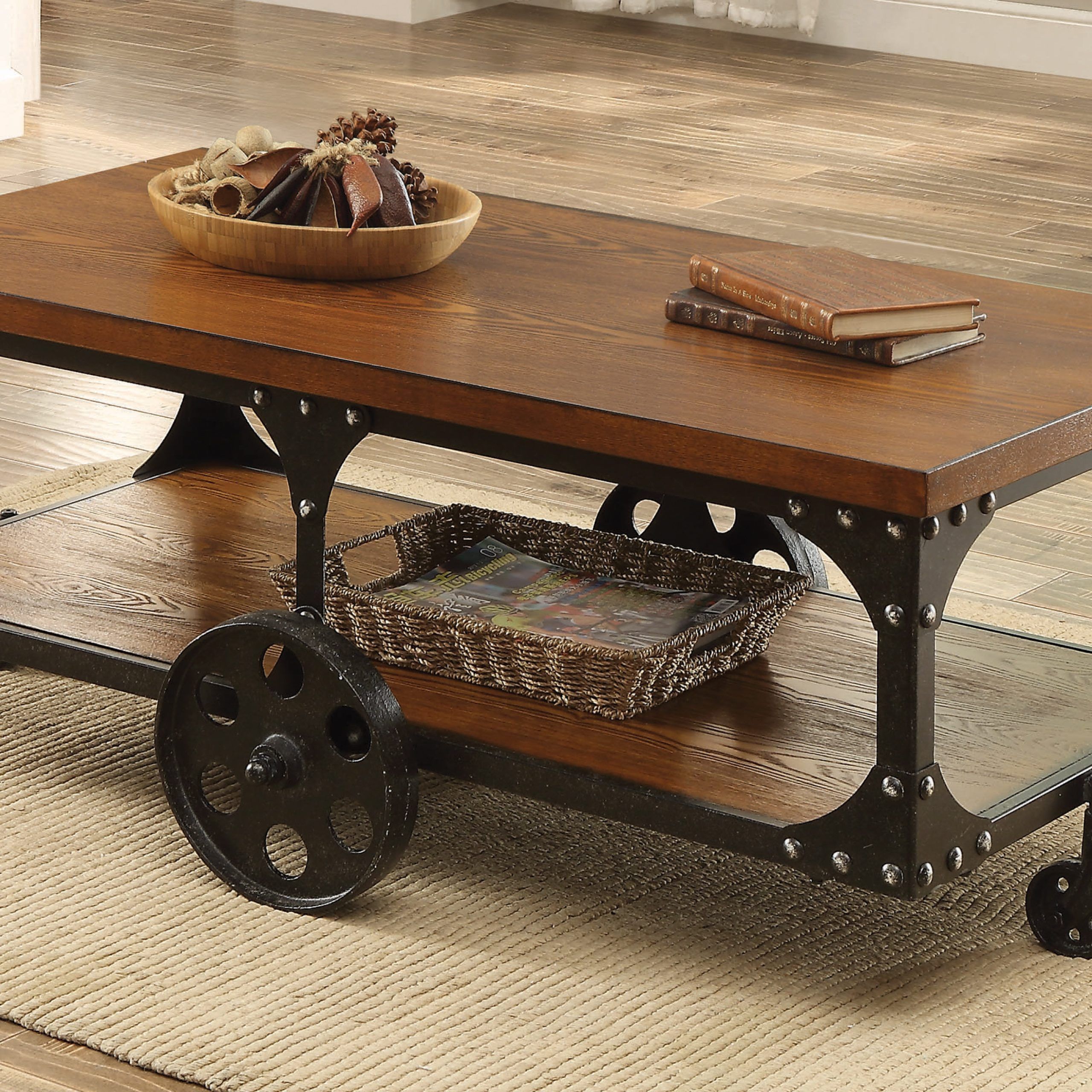 Shepherd Coffee Table With Casters Rustic Brown – Coaster Fi Within Coffee Tables With Casters (Photo 9 of 15)