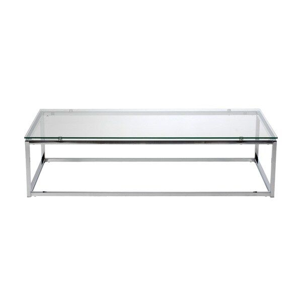 Shop Euro Style Sandor Clear Glass Rectangle Coffee Table With Chrome Regarding Clear Rectangle Center Coffee Tables (View 14 of 15)