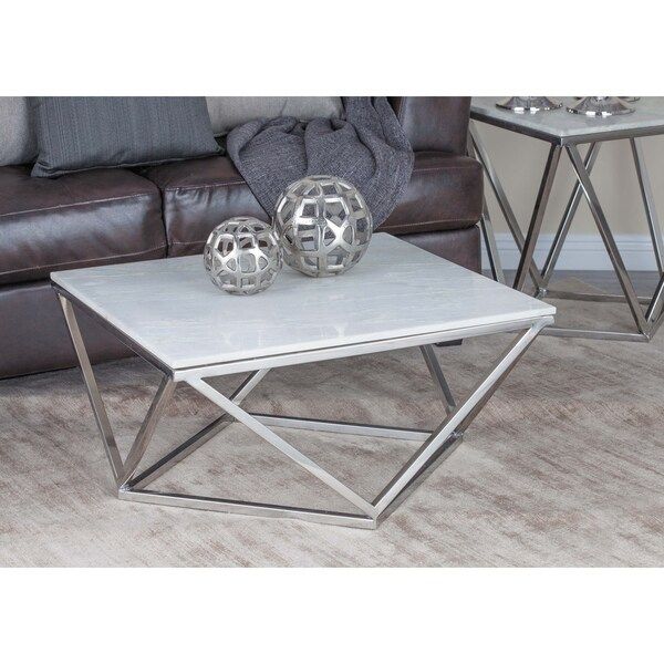 Shop Modern 18 X 29 Inch Metal And Marble Square Coffee Tablestudio Within Studio 350 Black Metal Coffee Tables (View 2 of 15)